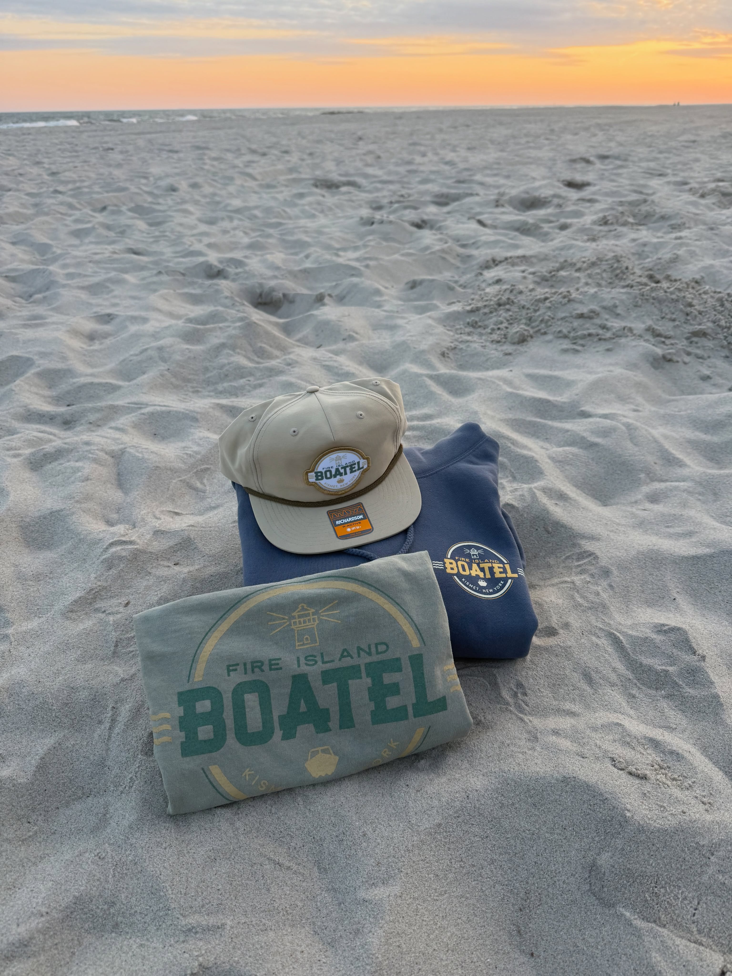Check out our Boatel merch ⚓️ Shop our 2026 collection—tees, sweatshirts, and more. Available at the Boatel! #fireislandboatel #kismetfireisland