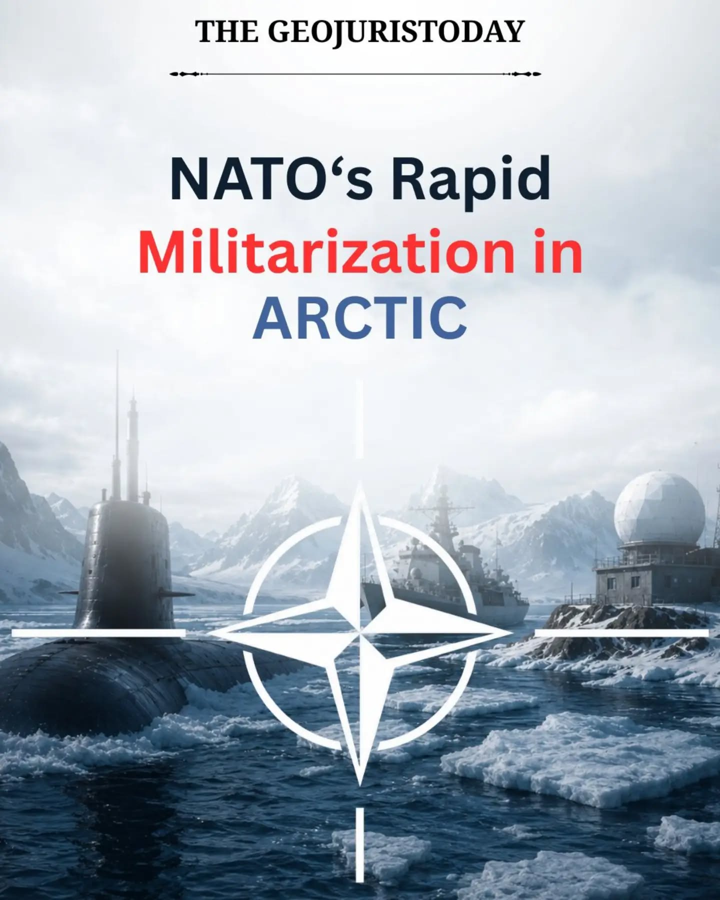 THE BATTLE FOR THE ARCTIC HAS ALREADY BEGUN.
For decades, the Arctic was dismissed as an isolated, frozen wilderness. Today, it is rapidly becoming one of the world's most strategically contested regions.
As climate change melts Arctic ice, new shipping routes are opening, untapped reserves of oil, gas, and rare earth minerals are becoming accessible, and military powers are racing to secure their interests. What was once a natural barrier is now a geopolitical opportunity.
Russia has spent years building its military infrastructure across the Arctic, from nuclear submarine bases and air defence systems to the world's largest fleet of icebreakers. In response, NATO has fundamentally reshaped its Arctic strategy. With the accession of Finland and Sweden, seven of the eight Arctic nations are now NATO members, dramatically altering the regional balance of power. New deployments, multinational forces, and initiatives like Arctic Sentry signal that the alliance is preparing for long-term strategic competition in the High North.
Meanwhile, China, despite having no Arctic coastline, is steadily expanding its footprint through scientific research, infrastructure investments, and ambitions tied to future trade routes and resource development. This has made the region an increasingly important arena in global power politics.
The Arctic is no longer just about ice and exploration. It is about military deterrence, energy security, global trade, and the future balance of power. The question is no longer whether the Arctic will shape global geopolitics, but who will control its future.
Designed by:
Sashwat Tiwari
Graphics Intern at The Geojuristoday
#artic #nato #geojuristoday #Geopolitics #MilitaryStrategy