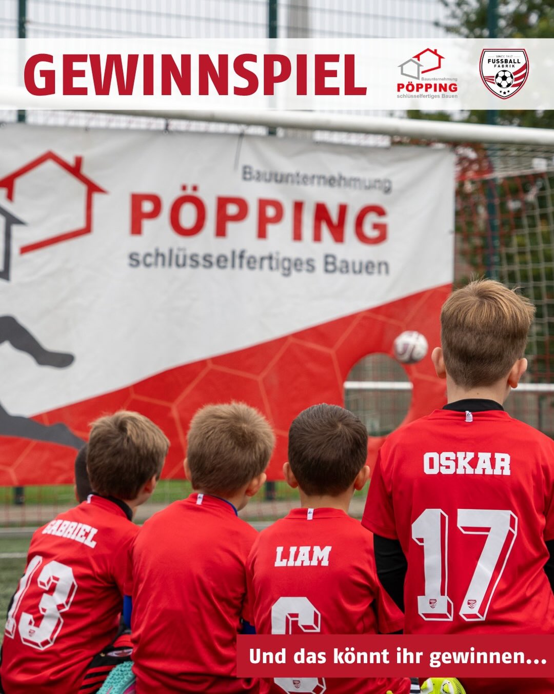 🎉Gewinnspiel! ⚽🍀
Wir möchten euch, unseren treuen und besten Followern, einfach mal etwas
zurückgeben – danke für euren großartigen Support! 🙌
Gemeinsam mit der @Fussballfabrik verlosen wir 2 Kursplätze für ein Fußballcamp
deiner Wahl in den Sommerferien in der Region Westfalen! 🏆⚽
👉 So machst du mit:
1. Folge uns @poepping_bau
2. Folge der @Fussballfabrik
3. Like diesen Beitrag ❤
4. Kommentiere, bei welchem Camp du gerne dabei wärst und warum – und markiere
deinen Trainingsbuddy! 👥🔥
⏰ Teilnahmeschluss: 04.07.2026 23:59 Uhr
🏆 Der Gewinner wird bekannt gegeben am: 05.07.2026
Wir drücken allen Teilnehmenden fest die Daumen! 🍀✨
#Pöpping #AnderbrüggeSportKonzept #Aktivwelten #Gewinnspiel #Fussballcamp
Bedingungen:
Teilnahme ab 18 Jahren mit Wohnsitz in Deutschland. Der Gewinner wird per Zufallsprinzip ermittelt und anschließend per DM benachrichtigt. Meldet sich der Gewinner nicht innerhalb von 3 Tagen, wird neu ausgelost.
Dieses Gewinnspiel steht in keiner Verbindung zu Instagram und wird weder von Instagram gesponsert, unterstützt noch organisiert. Ansprechpartner ist ausschließlich der Veranstalter. Der Rechtsweg ist ausgeschlossen. Es gelten unsere Datenschutzbestimmungen: https://www.bauunternehmen-legden.com/datenschutz