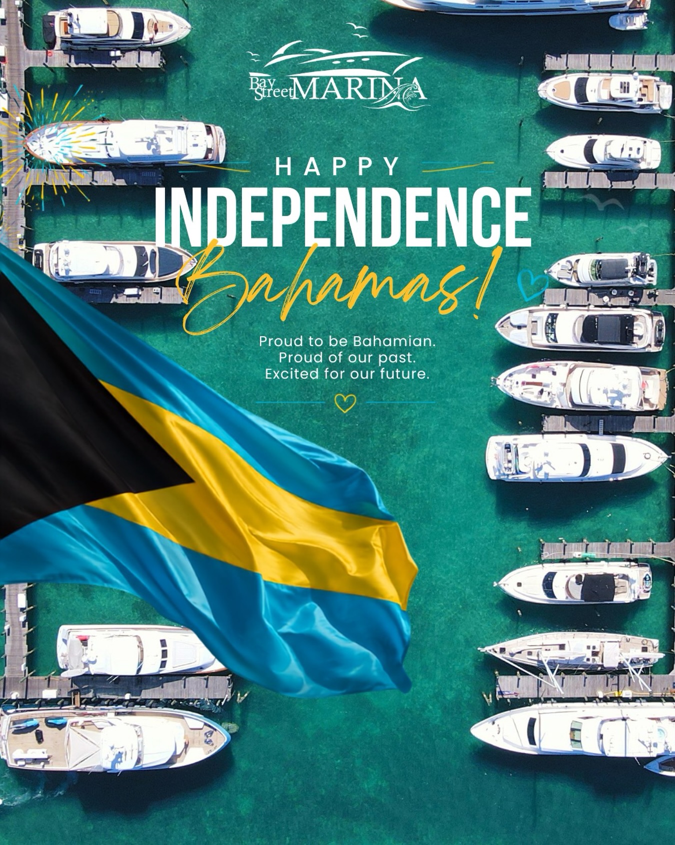Today we celebrate the strength, resilience, and spirit of our beautiful islands. As a marina at the heart of Nassau’s waterfront, we’re proud to welcome visitors from around the world while calling this incredible nation home.
Here’s to calm seas, bright horizons, and the people who continue to make The Bahamas one of the most beautiful places on earth.
From all of us at Bay Street Marina, Happy Independence Day! 💙🖤💛
#HappyIndependenceBahamas #Bahamas52 #BayStreetMarina #NassauBahamas #ProudlyBahamian MarinaLife TheBahamas CelebrateBahamas