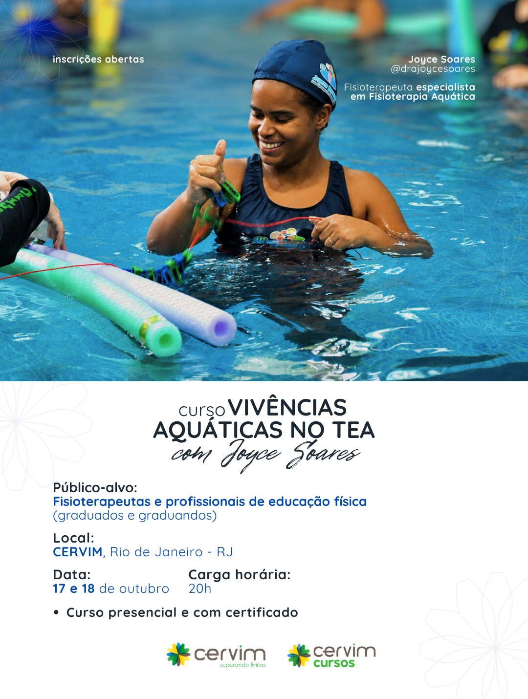 O ambiente aquático oferece possibilidades únicas para a estimulação e o desenvolvimento de crianças com Transtorno do Espectro Autista. Mas você sabe como utilizar esse recurso de forma segura, estratégica e baseada em evidências?
No curso Vivências Aquáticas no TEA, a fisioterapeuta Joyce Soares compartilhará conhecimentos e experiências práticas voltados à atuação de fisioterapeutas e profissionais de Educação Física no ambiente aquático.
Uma oportunidade para adquirir novas ferramentas de intervenção, ampliar o olhar terapêutico e aperfeiçoar estratégias de estimulação por meio da Psicomotricidade Aquática e de abordagens fundamentadas em evidências científicas.
📚 Conteúdo baseado em ciência, experiência prática e evidências aplicadas à atuação com crianças no ambiente aquático.
Garanta sua vaga e mergulhe em uma nova forma de atuar com o TEA: (21) 97269-7026 | Cervim Cursos.
#vivênciasaquáticasnoTEA #TEA #cursos #cervim20anos