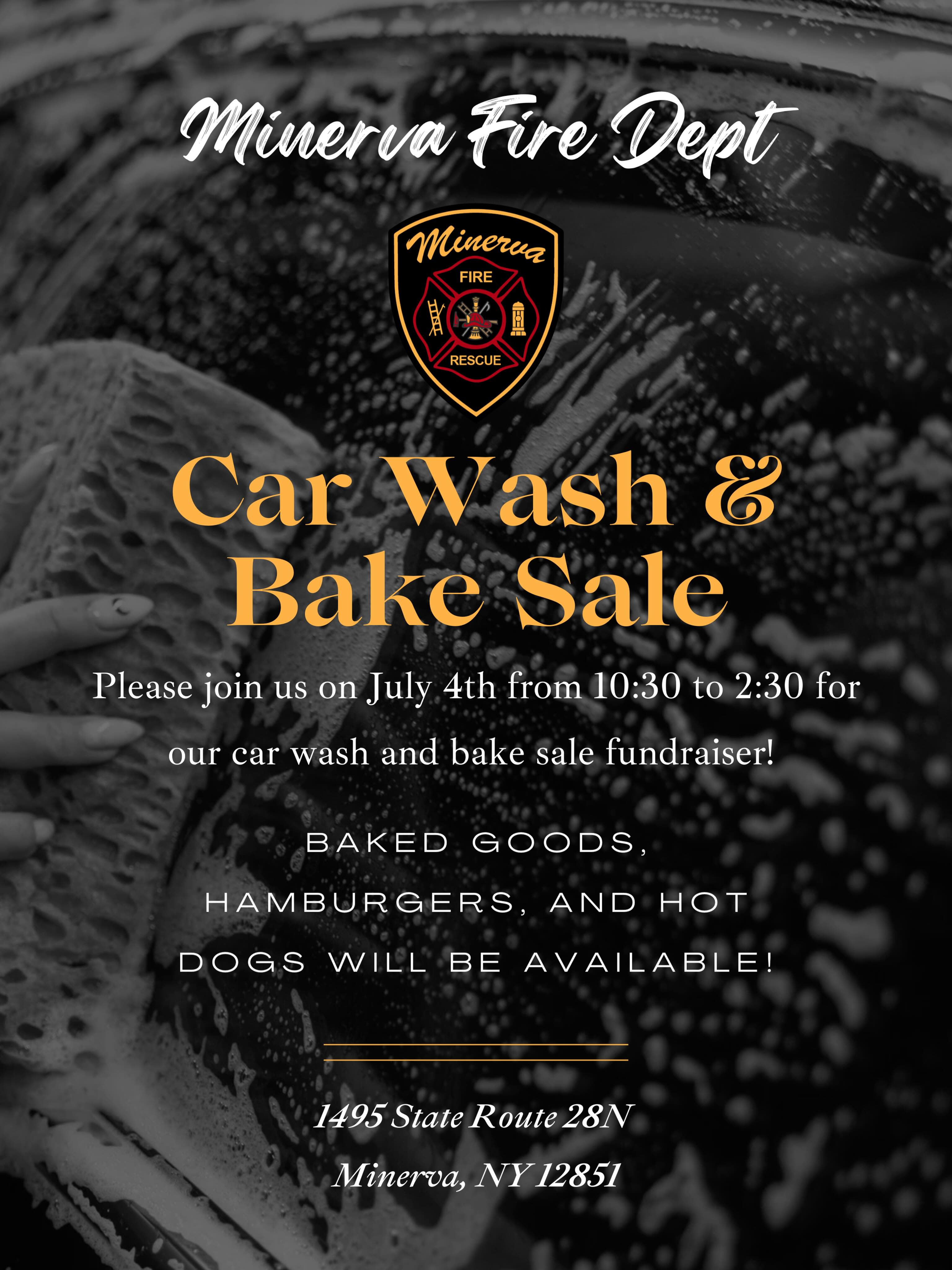 The Minerva Volunteer Fire Department and Rescue Squad Junior Program will be hosting their semi annual car wash and bake sale!
Please join us in supporting the members of our Junior Program as they continue to learn, train, and prepare for the future of the fire and rescue service. Stop by to have your vehicle washed and enjoy some homemade baked goods while helping support the programs and activities that provide valuable experiences for our junior members.
Your support helps us continue building the next generation of dedicated volunteers who will serve our community for years to come.
Date: Minerva Day July 4th 2026
Time: 10:30 to 2:30
Location: Station one, 1495 State Route 28N
We appreciate the continued support of our community and look forward to seeing you there!