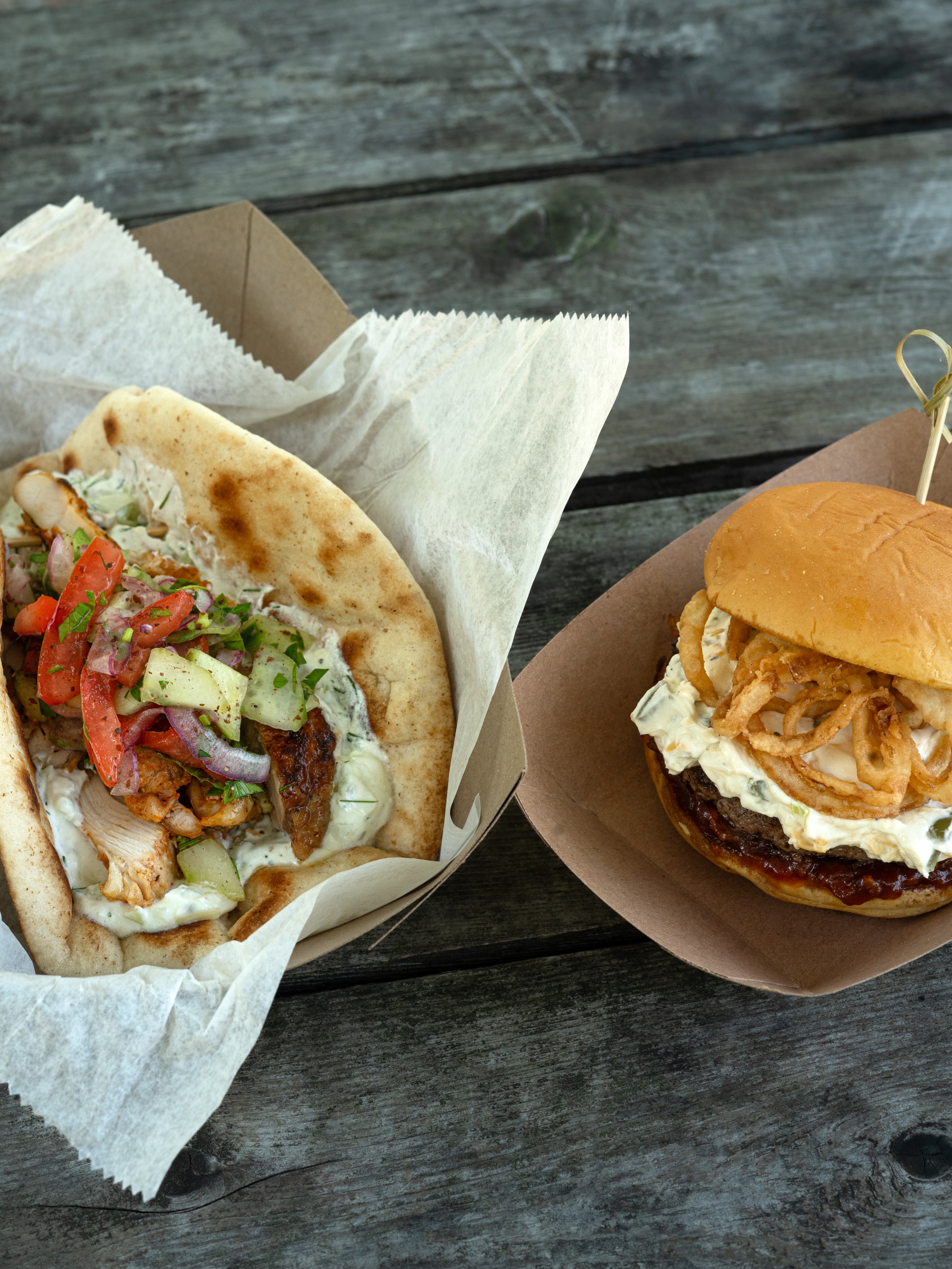 Some delicious Tuck In Food Specials, running Wednesday 7/1 through Sunday 7/5:
Chicken Gyro🥙
-cucumber/ tomato/ onion sumac salad, tzatziki
Jalapeño Popper Burger🍔
-jalapeño popper cream cheese spread, crispy onions, Altbier bacon jam
Check out the rest of the Tuck In menu at the link in our bio!