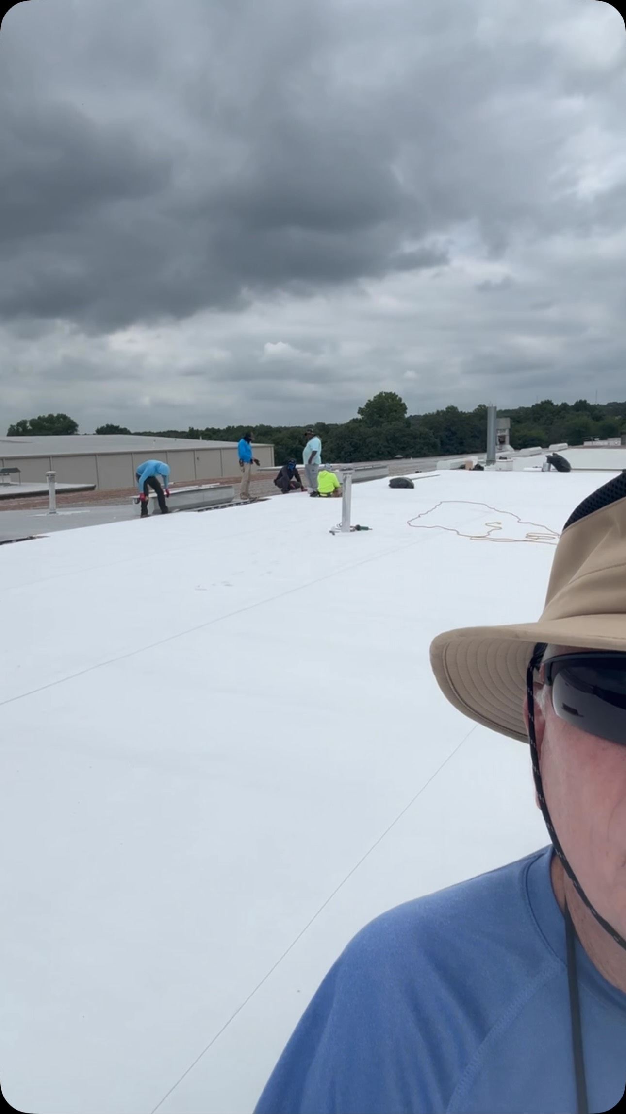 Finishing the metal bldg. TPO retrofit job.