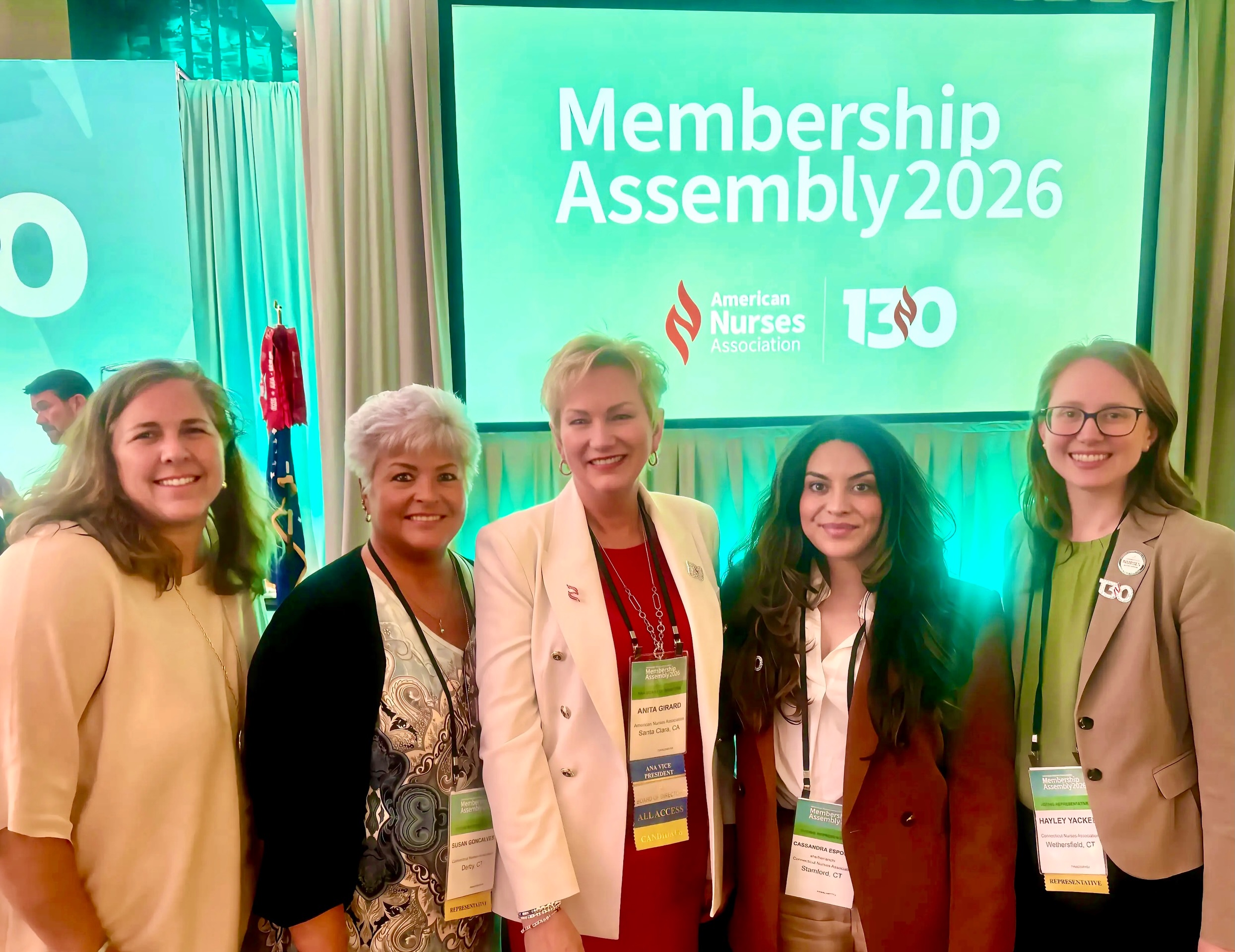 Congratulations to the newly elected ANA leaders!
It takes a lot to step forward and serve at this level, and we are grateful for nurse leaders who are willing to do the work, represent our profession, and help move nursing forward.
A special congratulations to:
Anita Girard, DNP, RN, CNL, CPHQ, NEA-BC — ANA President
The Connecticut Nurses Association is excited to cheer you on and see all that is ahead.
#CTNurses #ANAMembershipAssembly #NurseLeadership #NursingAdvocacy #NursesLead
Congratulations to the newly elected ANA leaders!
It takes a lot to step forward and serve at this level, and we are grateful for nurse leaders who are willing to do the work, represent our profession, and help move nursing forward.
A special congratulations to:
Heidi Sanborn, DNP, RN, CNE — ANA Secretary
The Connecticut Nurses Association is excited to cheer you on and see all that is ahead.
#CTNurses #ANAMembershipAssembly #NurseLeadership #NursingAdvocacy #NursesLead
Congratulations to the newly elected ANA leaders!
It takes a lot to step forward and serve at this level, and we are grateful for nurse leaders who are willing to do the work, represent our profession, and help move nursing forward.
A special congratulations to:
Ahnyel Burkes, DNP, RN-BC, NEA-BC — Director-at-Large
The Connecticut Nurses Association is excited to cheer you on and see all that is ahead.
#CTNurses #ANAMembershipAssembly #NurseLeadership #NursingAdvocacy #NursesLead
Congratulations to the newly elected ANA leaders!
It takes a lot to step forward and serve at this level, and we are grateful for nurse leaders who are willing to do the work, represent our profession, and help move nursing forward.
A special congratulations to:
Josephine Agyei, BSN, RN — Director-at-Large, Staff Nurse
The Connecticut Nurses Association is excited to cheer you on and see all that is ahead.
#CTNurses #ANAMembershipAssembly #NurseLeadership #NursingAdvocacy #NursesLead
