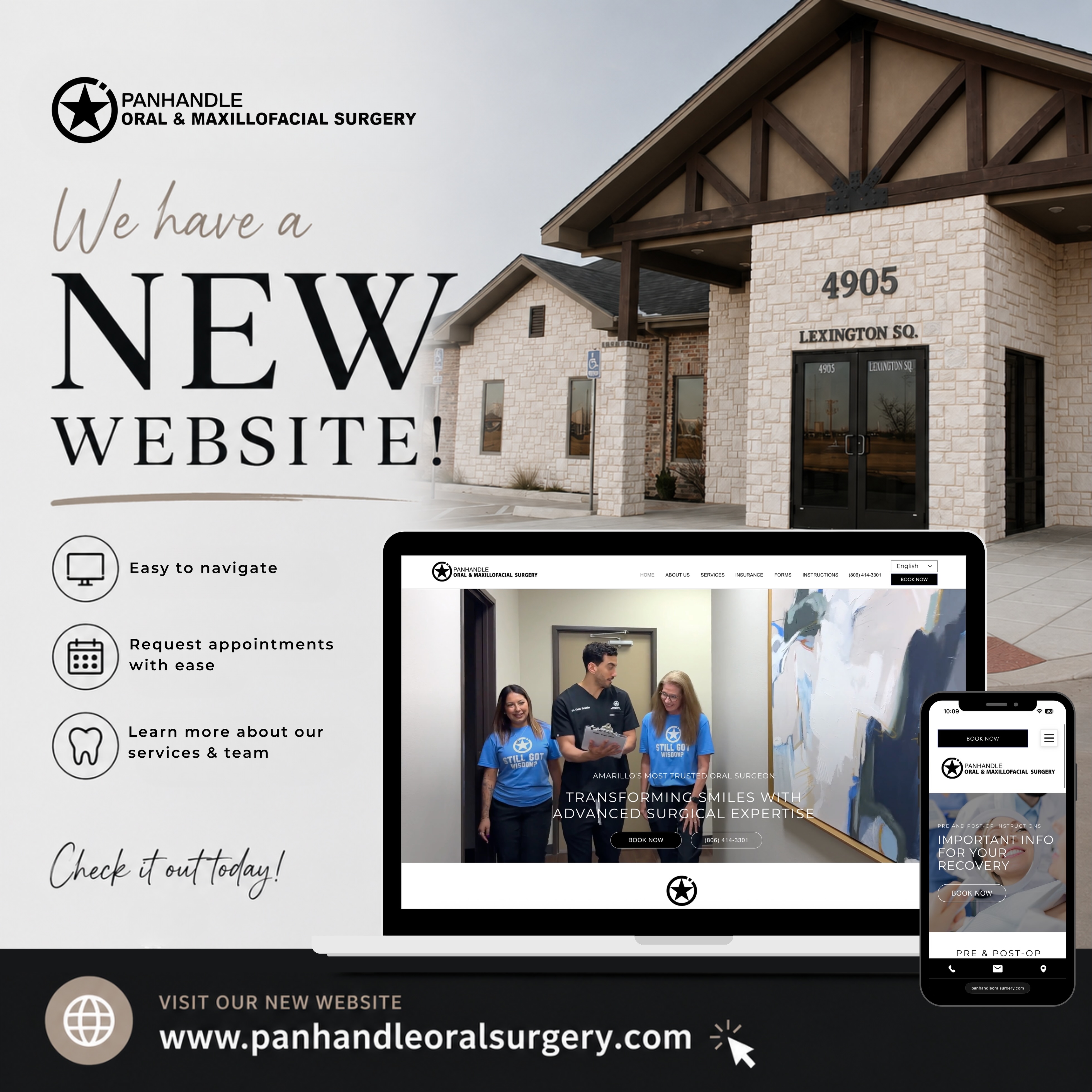 The POMS new website is live! ✨ Our updated site makes it easier to learn about our services, meet our team, access patient resources, and request an appointment, all in one place. Take a look and see what’s new! Visit the link in our bio to explore the site 😊
#POMS #OralSurgery #Maxillofacial