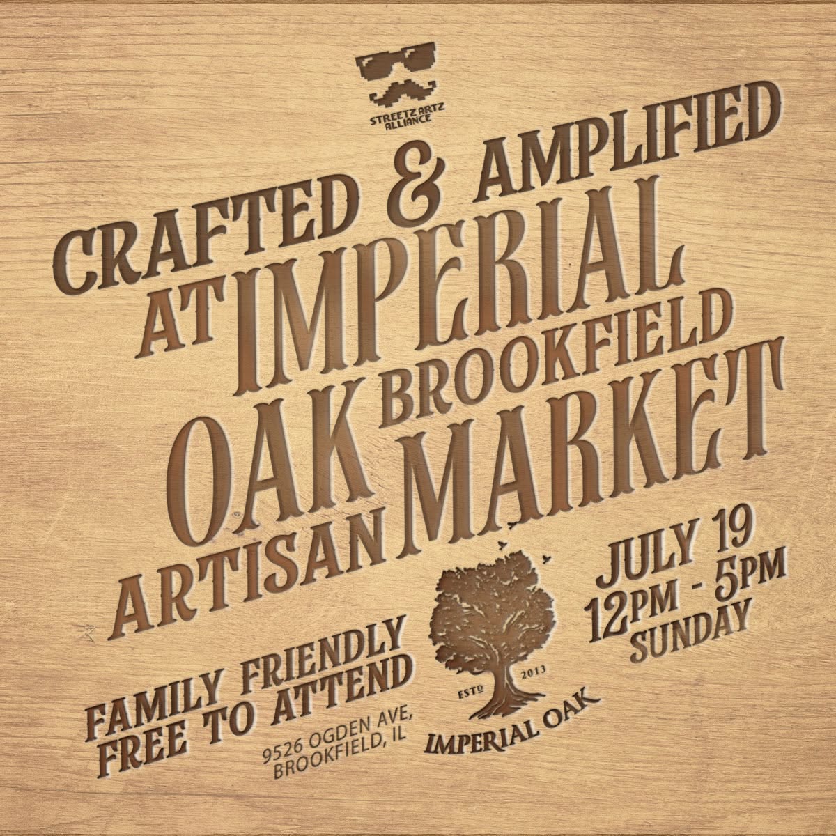 IT'S TIME TO GET AMPED!
Get amped for craft beer, local art, and handmade goods at Imperial Oak Brewing in Brookfield on Sunday, July 19, from 12:00 PM to 5:00 PM.
Admission is free, all ages are welcome, and it's the perfect way to spend a summer afternoon supporting local artists and small businesses while enjoying award-winning craft beer and other beverages.
Browse a carefully curated lineup of talented artists and makers offering everything from original artwork, jewelry, tie-dye, chainmaille, gaming accessories, coffee, gourmet foods, candles, home décor, 3D prints, handmade wraps, and so much more. Whether you're looking for something whimsical, wearable, delicious, or completely unique, you'll find one-of-a-kind creations made by local small businesses.
Where: Imperial Oak Brewing, 9526 Ogden Ave, Brookfield, IL 60513
When: Sunday, July 19, 2026, from 12:00 PM to 5:00 PM
Artists:
Abearcub Wraps
Belonio Doodles
bohoLIVING
Crafty Creations
Custom Dice by Alyssa
Daisy Brand Arts LTD
Dye The Day Away
Ghost Owl
Gigawatt Coffee Roasters
Hex & Crust
Jason Michael West
Masterclass Savory Sweet Foods
MasterLink Chainmaille
MPN3D
Primtentions
Rock Paper Jewels
ScarabSanctuary
Tonie's Treats
Wicked Fun Crafts
Wolf Den Gaming
Bring your friends, grab a drink, and discover something you won't find anywhere else. We can't wait to see you in Brookfield for an afternoon of great beer, great shopping, and a great community.
Brought to you by the Streetz Artz Alliance, curated by Alissa Harris. Come sip and shop with us!