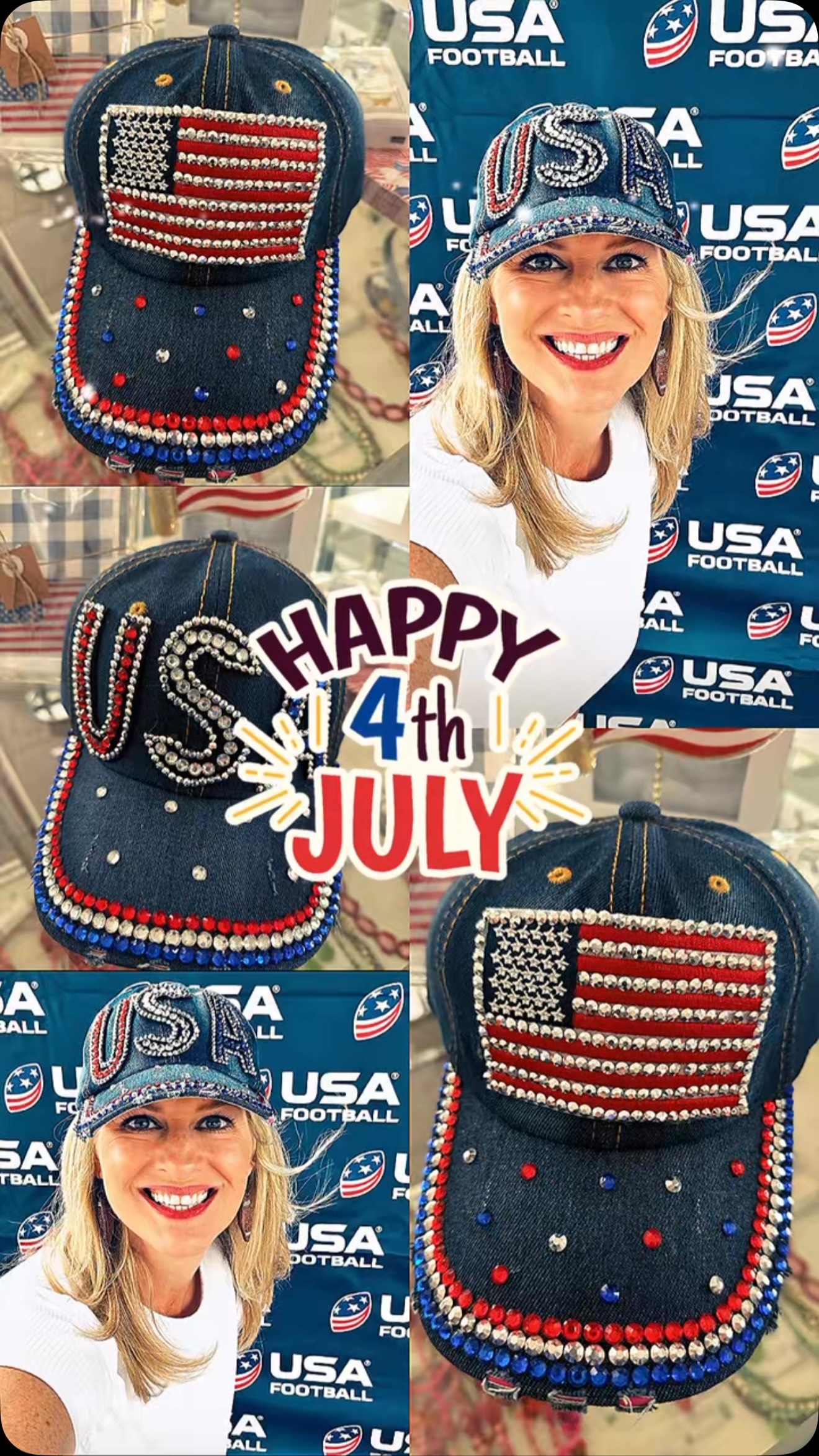 Bring some serious sparkle ✨ to your celebration! This rhinestone cap catches the sun by day and the fireworks 🎆 by night!🇺🇸
#4thofjuly #america250 #fireworks #leaguecity #boutique