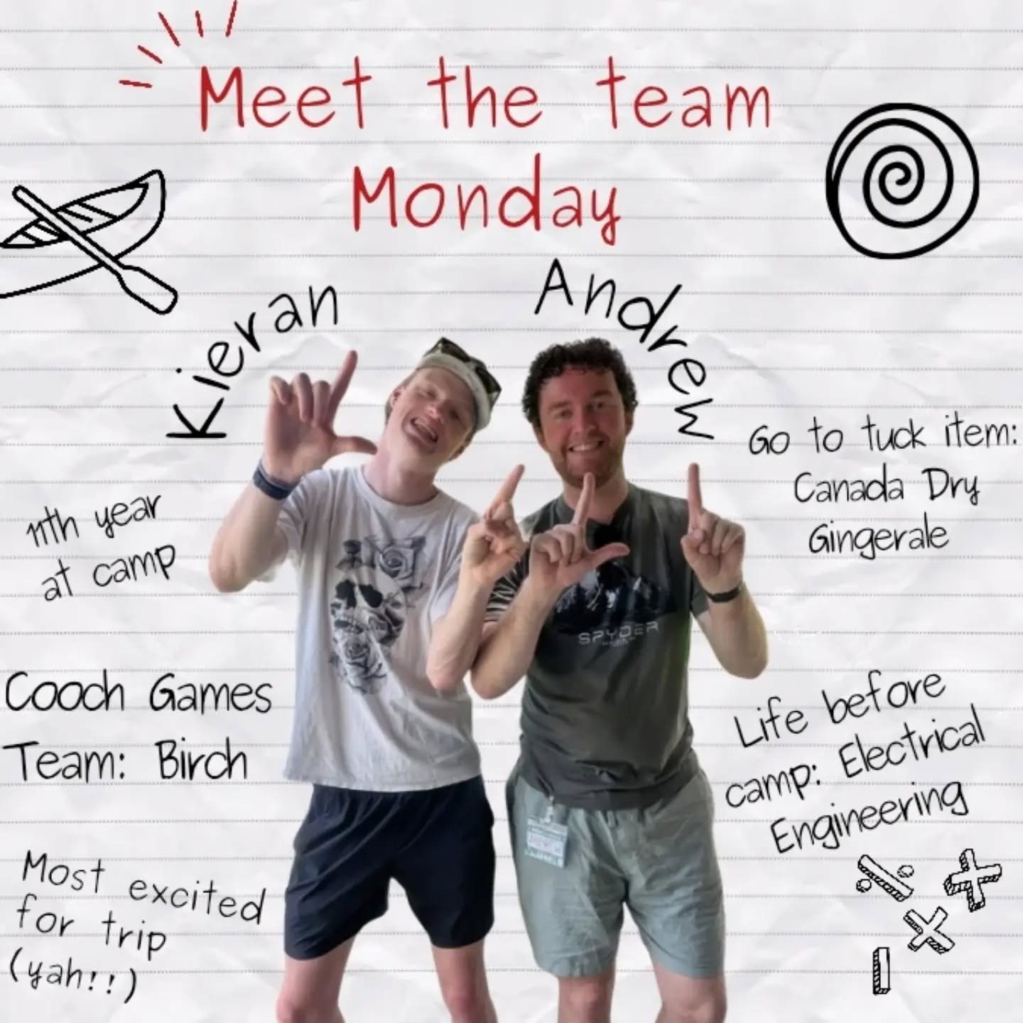 Meet two of our L1 counsellors for this year - Kieran and Andrew are both so excited to spend their summer with our first year LDPs.!!