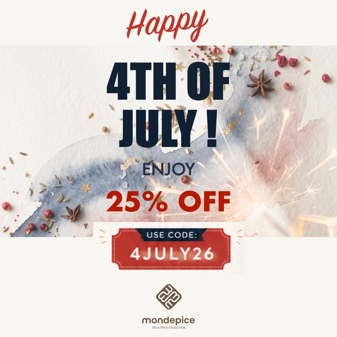 🇺🇸 Celebrate the 4th of July with bold flavors! 🌶️✨
Enjoy 25% OFF your entire order with code 4JULY26. (Online offer)
From handcrafted spice blends to premium teas and finishing salts, it's the perfect time to stock up for your summer BBQs and celebrations.
Offer valid for a limited time. ❤️🤍💙
