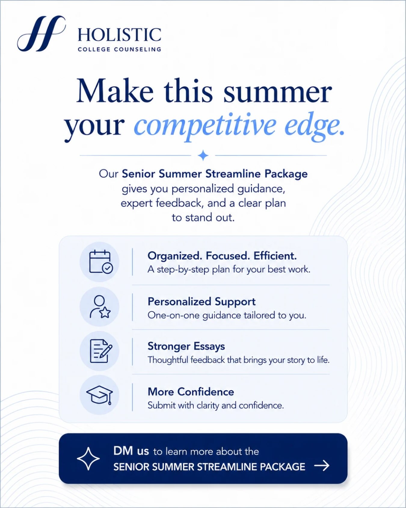 Don’t let July get away from you! Enjoy the holiday weekend and hit the ground running next week!
#collegeadmissions #collegeessay #commonapp #risingsenior #classof2027 collegecounselor collegeplanning collegebound holisticcollegecounseling
