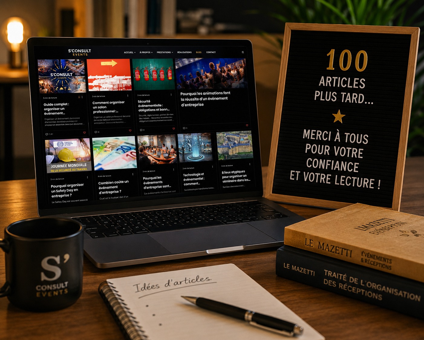 100 articles de blog.
Quand j'ai commencé à écrire le premier, mon objectif était simple :
Partager mon expérience du terrain et aider les organisateurs à réussir leurs événements.
Aujourd'hui, plus de 100 articles sont disponibles sur le blog S'Consult Events.
Mais certains sujets ont particulièrement retenu votre attention.
Voici le TOP 10 des articles les plus lus.
Au programme :
✓ des idées pour vos séminaires
✓ des conseils pour vos inaugurations
✓ des astuces pour vos conventions
✓ des tendances événementielles
✓ des animations qui fonctionnent vraiment
Et le grand gagnant est...
"8 lieux atypiques pour organiser un séminaire dans les Ardennes"
Comme quoi, trouver le bon lieu reste souvent la première préoccupation des organisateurs.
Merci à tous ceux qui lisent, partagent et commentent ces articles depuis plusieurs années.
Et vous ?
Parmi ces sujets, lequel vous donne le plus envie d'en savoir davantage ?
#SConsultEvents #Evenementiel #Ardennes #Seminaire #Convention #TeamBuilding #EvenementEntreprise #OrganisationEvenement #Blog #TourismeAffaires