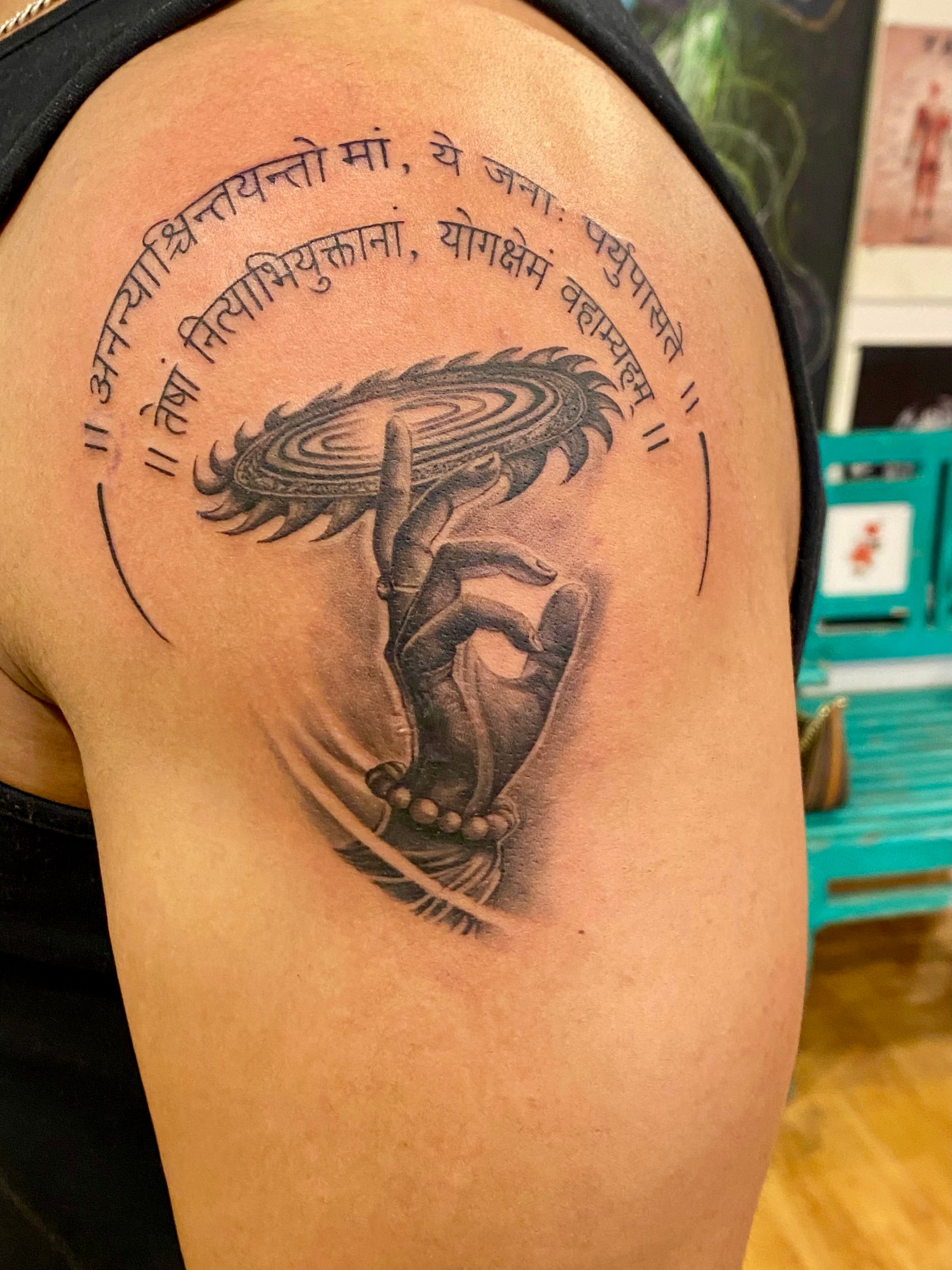 When devotion becomes discipline. 🕉️
•
#thetattooshopnewdelhi #tattoo #hindu #hinduism
