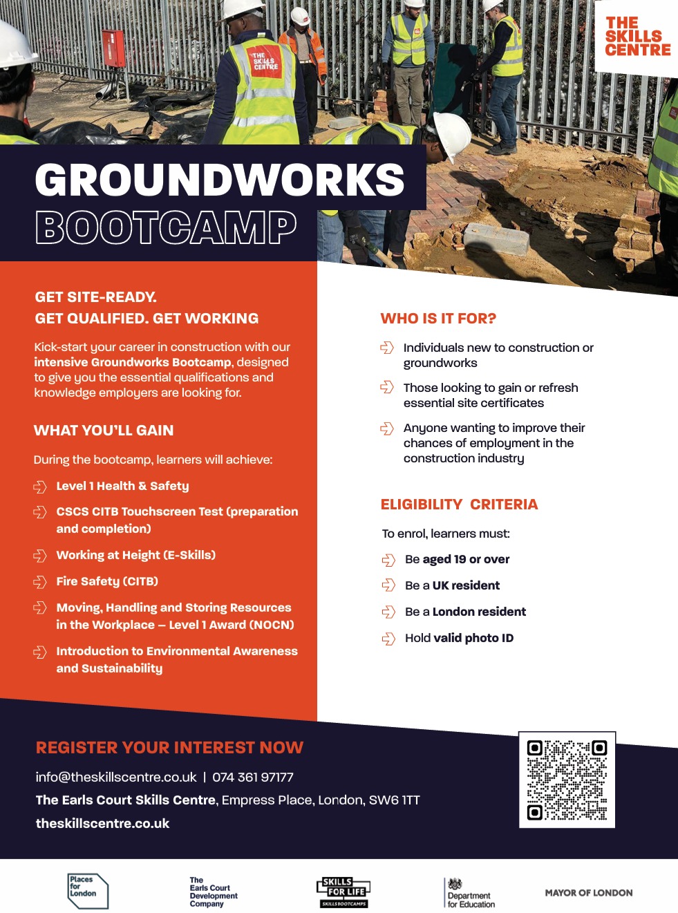 ποΈ Looking to start a career in construction?
@the_skills_centre are offering a Groundworks Bootcamp to help London residents aged 19+ gain practical skills and key construction qualifications.
Training includes health and safety, CSCS test preparation, working at height, fire safety and more.
π Earls Court Skills Centre, SW6 1TT
π© info@theskillscentre.co.uk
π 074 361 97177
Get site-ready, gain qualifications and improve your chances of finding work in construction. π·π½ββοΈπ·π½
#ConstructionJobs #LondonJobs #ConstructionTraining #WestLondon #SkillsTraining