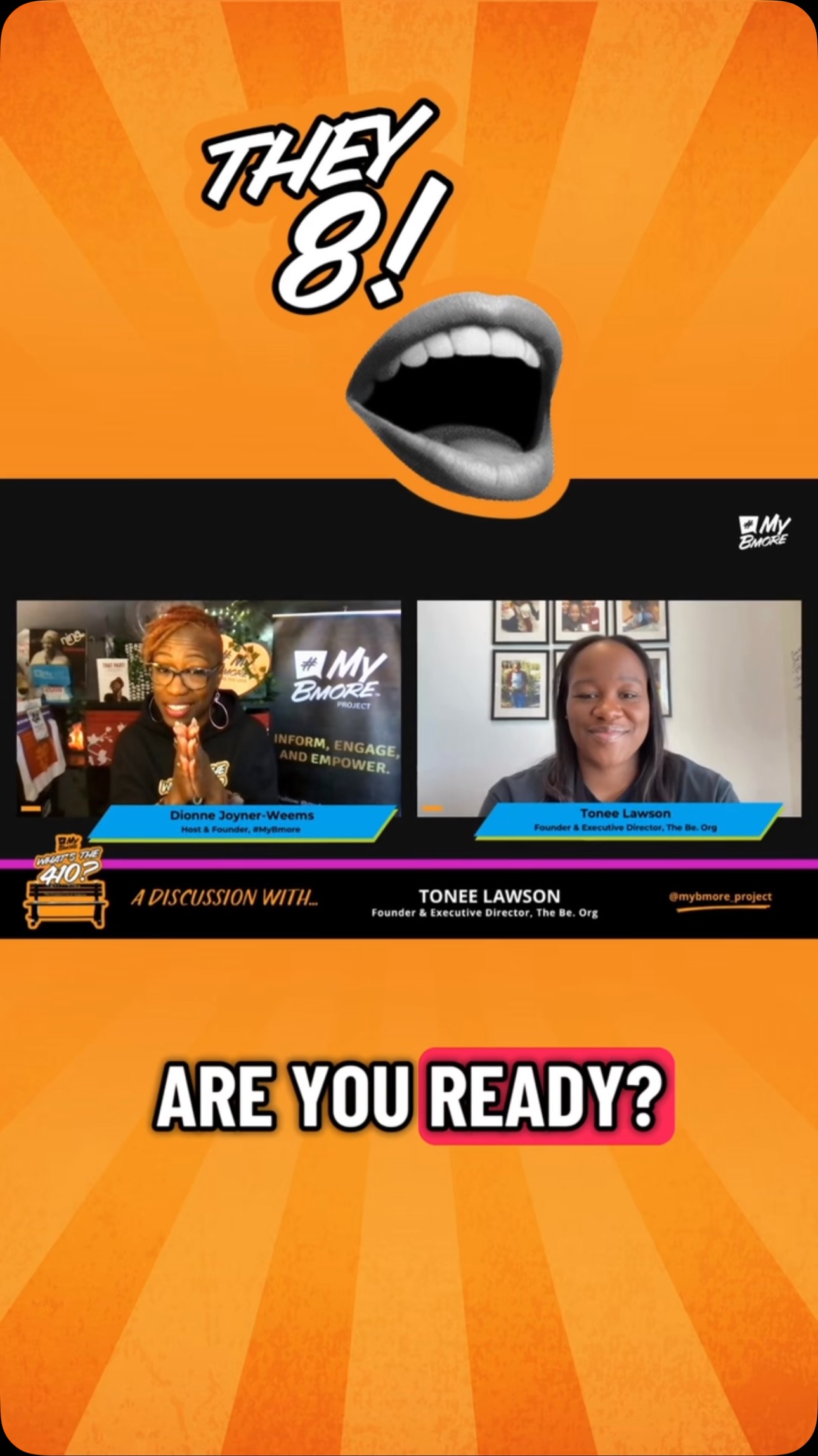 Before we talked about youth, leadership, and the future of Baltimore…
We got to know the woman behind the mission.
✨ It’s time for They 8 (Ate)—our rapid-fire round w/ @toneelaw, Founder and Executive Director of @thebeorg.
From quick favorites to personal reflections, this fun segment offers a glimpse into the person behind the purpose.
If you missed last night’s episode, you can watch the full conversation now.
🎥 Available now on YouTube + MyBmoreProject.com
#WhatsThe410
#ToneeLawson
#dionnejoynerweems
#TheBeOrg
#MyBmore