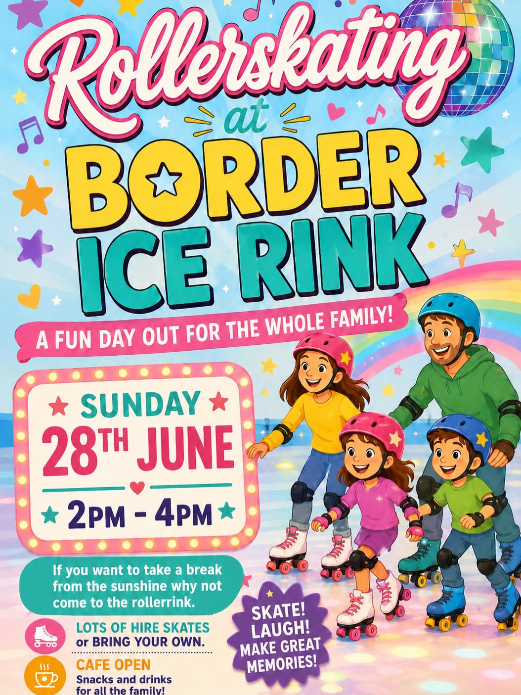 ๐๐ผ ROLLER DISCO IS BACK THIS SUMMER! ๐ผ๐
Looking for a fun activity for the whole family during the summer holidays? Come along to our Roller Disco sessions from Sunday 5th July until Sunday 23rd August and enjoy great music, skating fun and plenty of smiles on the rink! ๐
๐
Session Times:
๐ผ Tuesdays & Thursdays
โฐ 10:00am โ 12:00 noon
โฐ 2:00pm โ 4:00pm
๐ผ Sundays
โฐ 2:00pm โ 4:00pm
๐ป Booking online is recommended to guarantee your place, but donโt worry if you decide last minute โ you can also pay on the door.
โ๐ฐ The Rink Bistro Cafe will be open throughout the sessions for drinks, snacks and refreshments.
Bring your friends, bring the family and join us for a summer full of skating fun! ๐ถโจ
#RollerDisco #SummerHolidays #FamilyFun #SkatingFun #Kelso ScottishBorders RollerSkating SummerActivities DaysOutWithKids SchoolHolidays ๐ผโ๏ธ
๐๐ฅ Pickleball & Floor Curling are back this summer! ๐ฅ๐
From 6th July to 21st August, weโve got plenty of opportunities to get active, have fun and try something new!
๐ Evening Sessions
๐
Mondays & Wednesdays
โฐ From 6pm
๐ป Book online in advance
โ๏ธ Drop-in Sessions for Pickleball & Floor Curling
๐
Mondays, Wednesdays & Fridays
โฐ Between 9am โ 3pm (last session 2.30pm)
โ Simply pop into the Rink Bistro and ask at the counter.
๐ Pickleball available for 30 or 60 minute sessions
๐ฅ Floor Curling available for 30 minute sessions
Bring your friends, family or come along yourself โ itโs a fantastic way to stay active and have fun this summer!
#Pickleball #FloorCurling #SummerActivities #GetActive #FunForEveryone Kelso ScottishBorders SportForAll