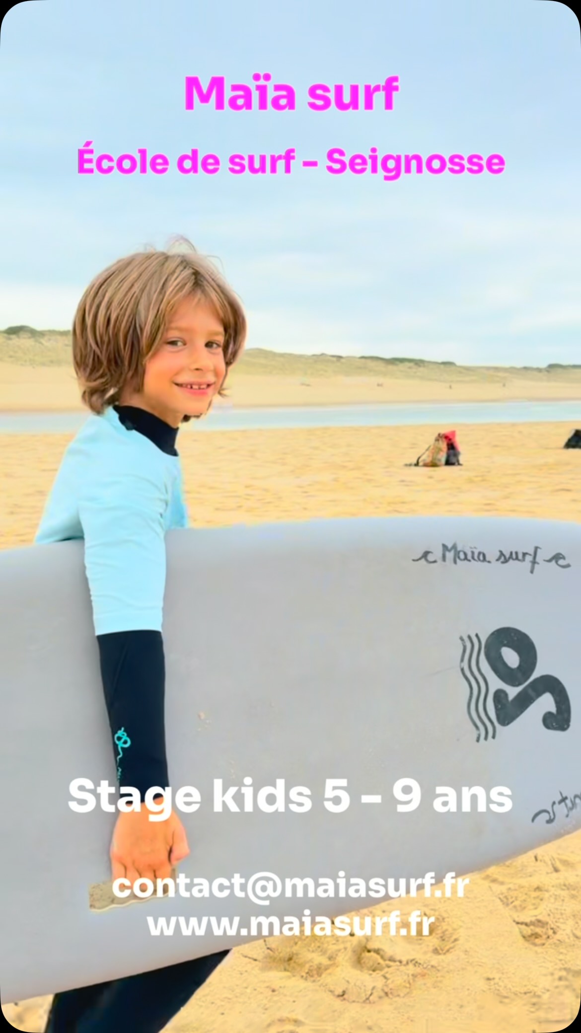 L’été est la…
🌞
La saison parfaite pour les kids pour s’initier au surf dans une eau plus chaude, sur des vagues estivales.
😊
Cours 5- 9 ans par petit groupe de 4 pour découvrir l’océan en toute sécurité, s’amuser, prendre confiance et apprendrez les bases du surf.
Des sourires, des belles vagues et des jolis souvenirs à partager.
🌸
Il reste quelques places pour la semaine prochaine et pour cette été.
🌸
Infos et réservations via :
📩 Maïa surf - 0686496014 - contact@maiasurf.fr
📍https://www.maiasurf.fr
#ecoledesurf #stagedesurf #kids #seignosse #landes