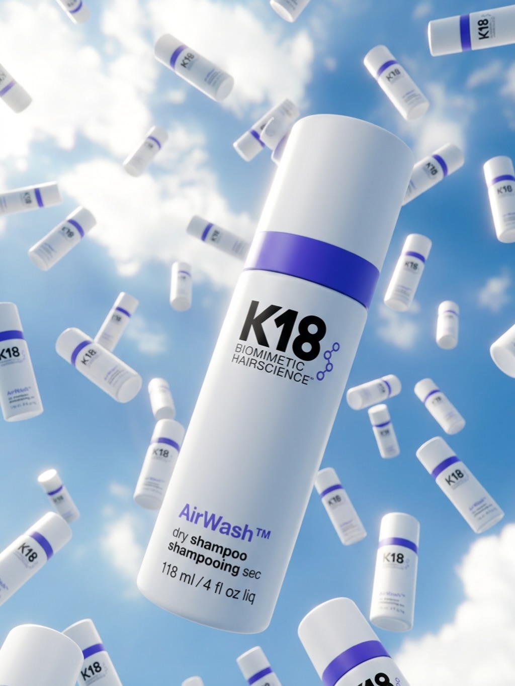K18 AIRWASH
Absorbs oil - made with translucent microbeads to sponge up excess oil and sweat without starchy buildup or white cast.
Eliminates odors - odorBIND™ smart-release biotechnology recognizes, traps, and eliminates odor-causing molecules on contact and replaces them with a subtle fragrance for a clean, fresh feel, for up to 3 days*.
Supports a healthy scalp - helps balance scalp sebum to promote a healthy, clean-feeling scalp for all hair types, textures, and styles, including protective styles and extensions.
Leaves hair feeling + looking clean - deeply cleanses without feeling gritty and without heavy buildup, for a run-your-fingers-through clean feeling even after your toughest workout.
Lasting results - non-aerosol high-performance formula lasts for up to 3 days; highly concentrated so you can go longer between washes.