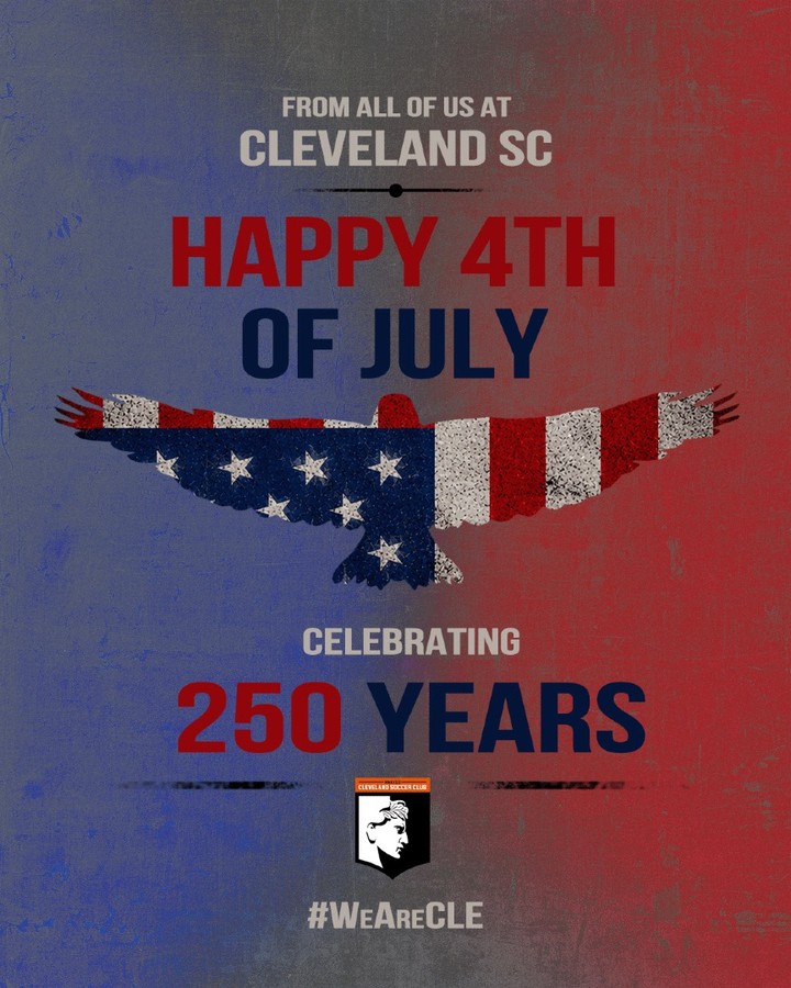 Happy 4th of July from all of us at Cleveland SC. 🇺🇸
Today we celebrate Independence Day and 250 years of the United States.
Wishing everyone a safe and happy holiday.
#WeAreCLE