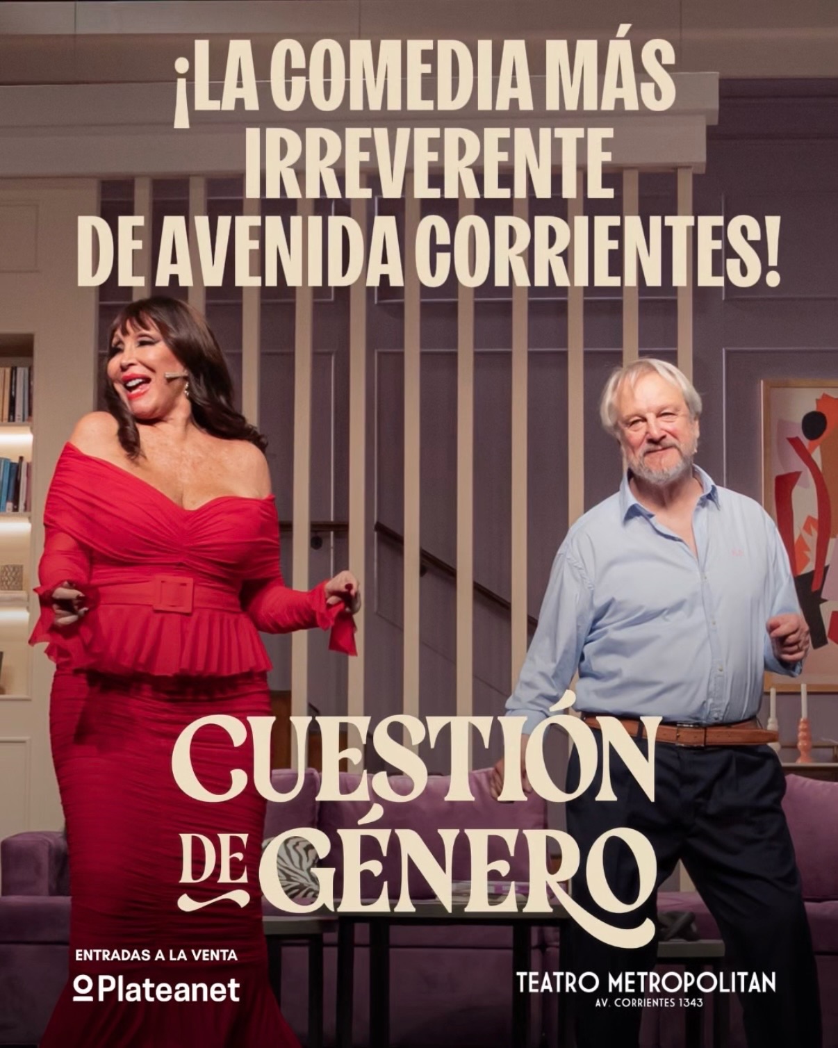 ¡LA COMEDIA MÁS IRREVERENTE DE AVENIDA CORRIENTES! ✨🔥 CUESTIÓN DE GÉNERO 🎭 Una comedia sobre el amor incondicional, pero también sobre las condiciones inconfesables que nos planteamos a la hora de amar.
@moria_laone y @jorgemarrale junto a @paulakohan y @ariel_perezdemaria con la dirección de @nelsonvalenteok
🎫 Conseguí tus entradas en @plateanet o en la boletería del teatro.