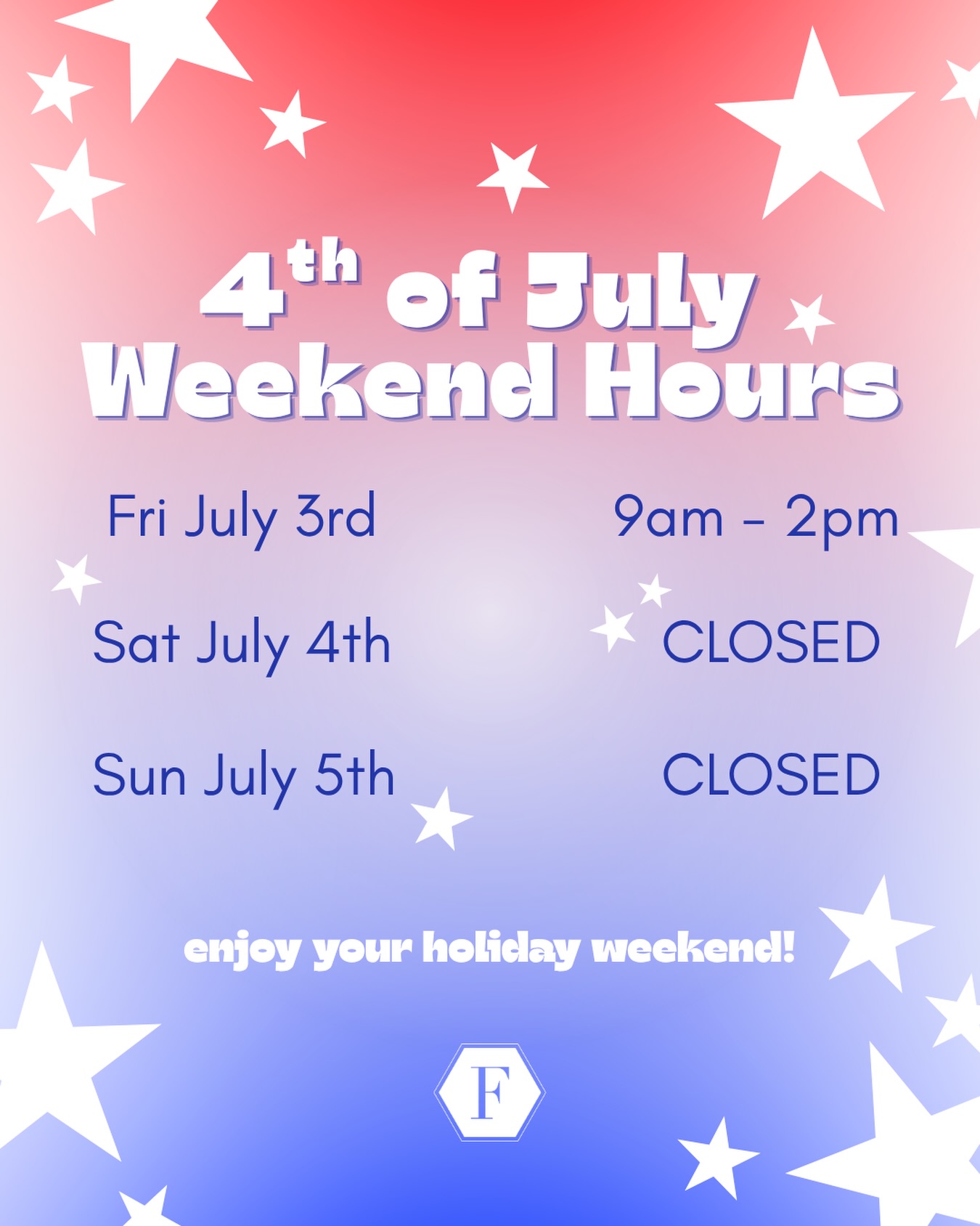 Have a fun and safe long weekend everyone! 🎆