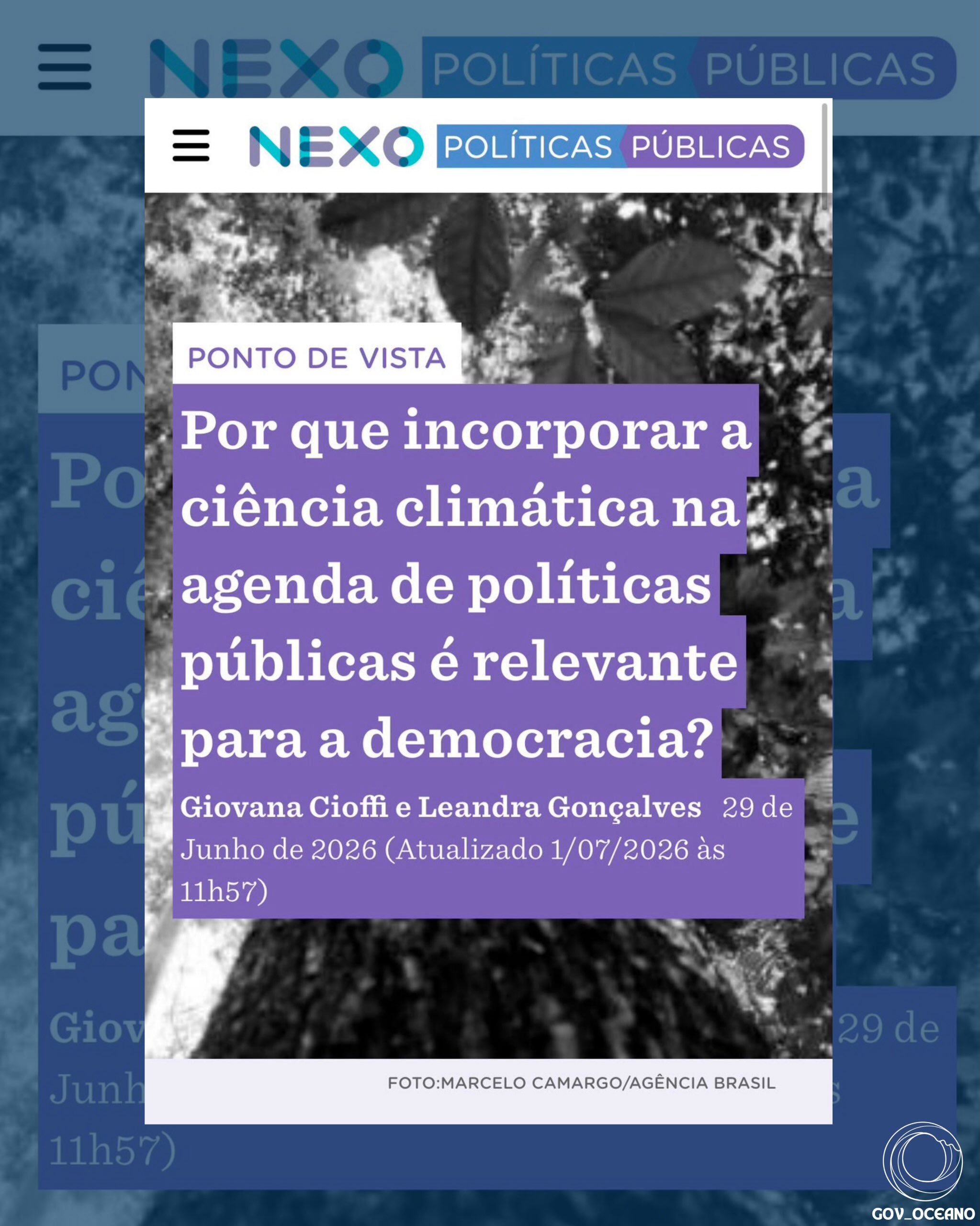 🌊🔬🌍 Incorporar a ciência climática às políticas públicas não é apenas uma decisão técnica, é uma escolha democrática.
Na série Democracia: Eleições 2026 do Nexo Jornal, Leandra Gonçalves e Giovana Cioffi mostram como os impactos da crise climática atravessam a sociedade de forma desigual. Chuvas intensas, secas e marés revoltas podem ser apenas transtornos para alguns, mas para outros significam barreiras reais ao exercício da cidadania (inclusive como chegar à urna para votar).
A crise climática acelera desigualdades e desafia direitos básicos. Por isso, enfrentá-la é também uma questão de justiça e democracia.
📖 Leia a matéria completa da Leandra Gonçalves e da Giovanna Cioffi no Nexo Jornal pelo link da BIO ou nos STORIES. E reflita: como a ciência climática pode fortalecer nossa democracia? E, claro, confira todos os textos da série, que são de extrema importância para o ano em que estamos! Vale a pena a leitura! 😉