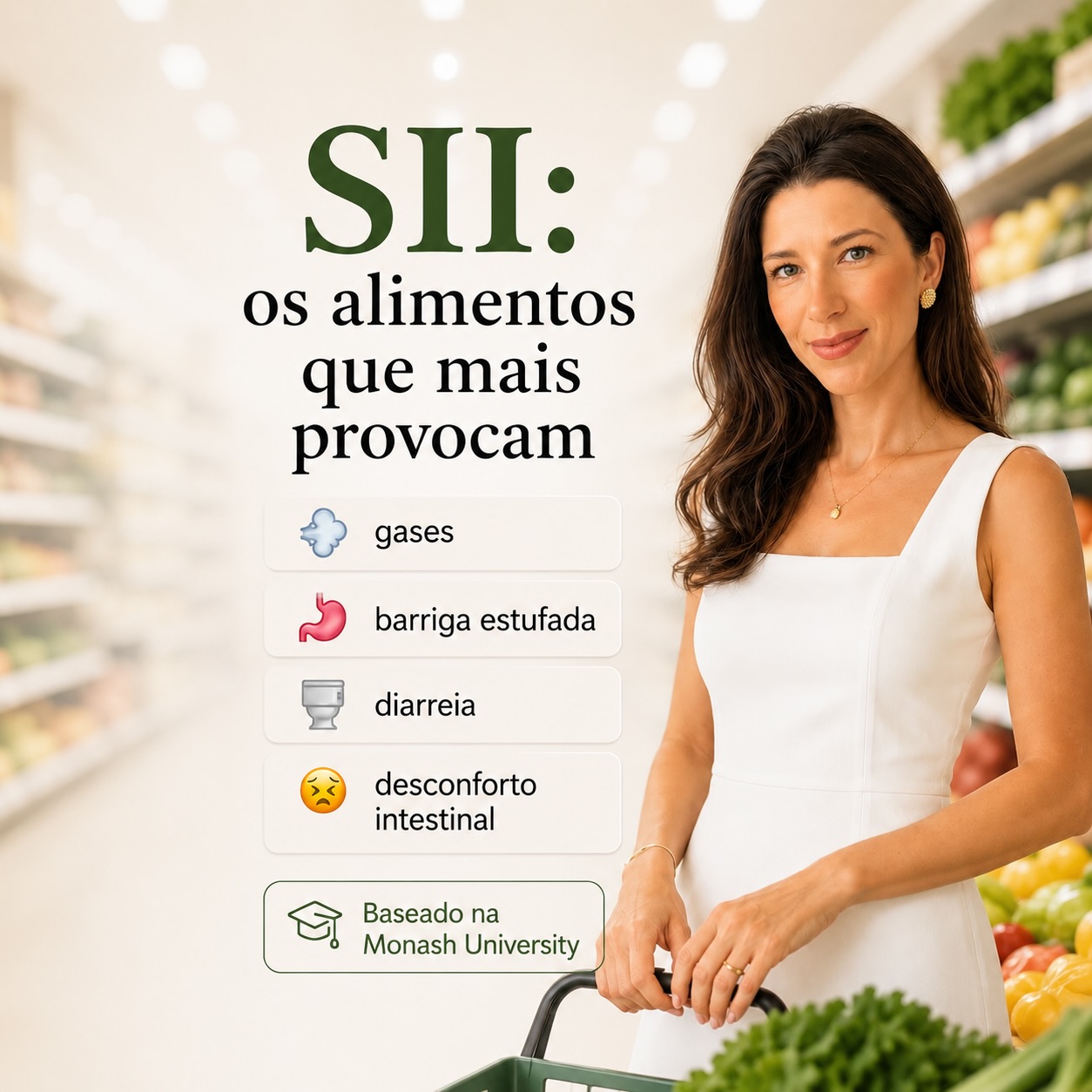 Você já saiu de casa de manhã com a calça servindo perfeitamente e, no final do dia, parecia estar grávida de alguns meses? 😩
💬 Me conta nos comentários: qual alimento costuma deixar sua barriga mais estufada?
🧅 Cebola
🫘 Feijão
🥛 Leite
🥦 Brócolis
#barrigatrincada ##IntestinoIrritavel #emagrecimento #SaudeIntestinal conexaonutris
Se você tem Síndrome do Intestino Irritável (SII), isso pode acontecer porque alguns carboidratos fermentáveis — chamados FODMAPs — chegam ao intestino e são fermentados pelas bactérias, aumentando gases, distensão abdominal, dor e alterações no funcionamento intestinal.
Os alimentos do carrossel não são “proibidos”.
A dieta Low FODMAP não foi criada para excluir alimentos para sempre.