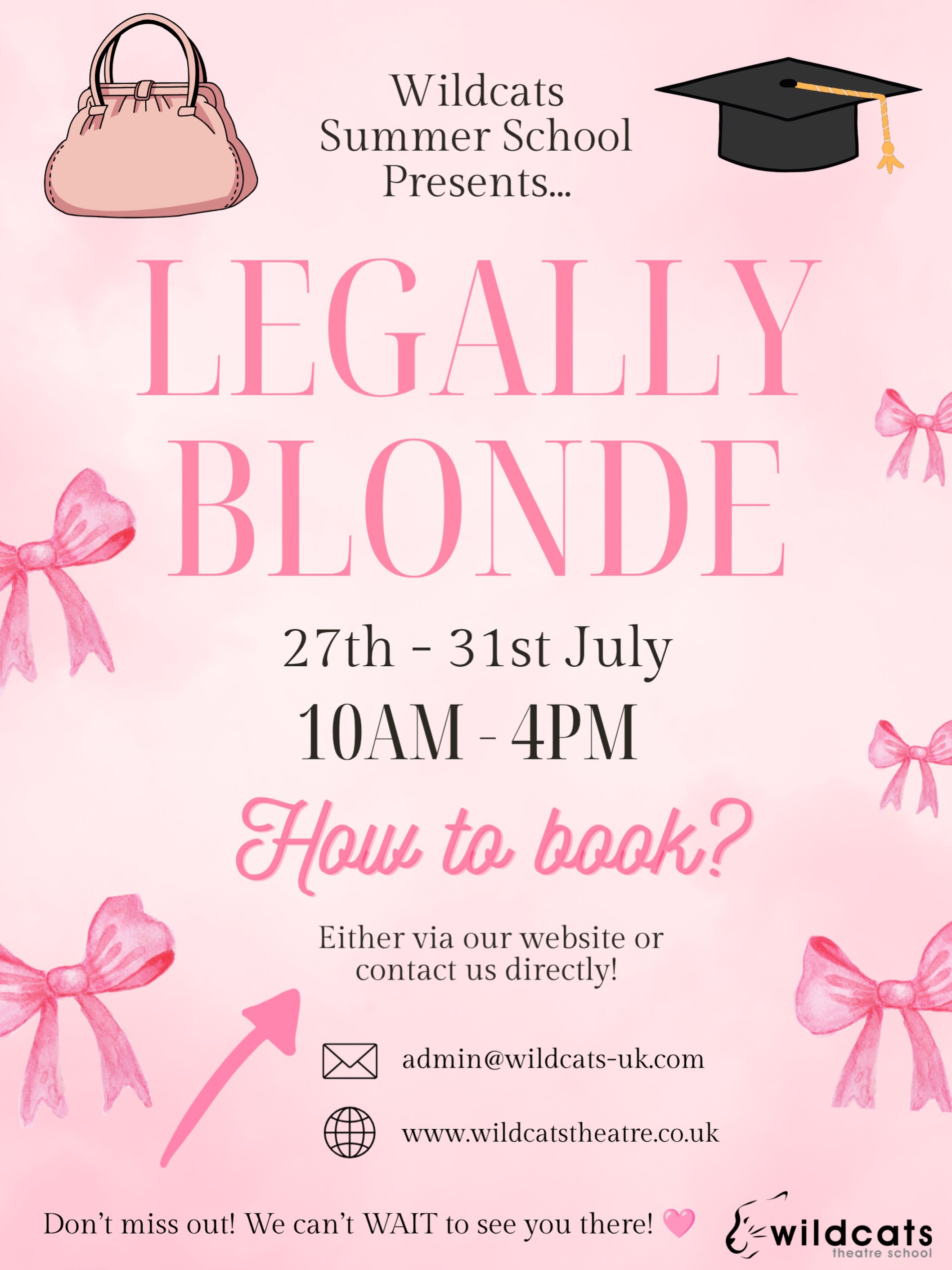 🎀🩷 We are ‘POSITIVE’ you’re going to love this! 🩷🎀
We are delighted to announce that this summer our senior week long show is the absolute classic Legally Blonde Jr. Eeekkk… this is quite honestly going to be ‘SO MUCH BETTER’ than anything we’ve ever done before! 👏
To all the older students out there, please please PLEASE come and join us as we ‘BEND AND SNAP’ our way into the rehearsal room! 💃
Remember, this show is included in our HAF programme so if you are eligible please do take a look! This could be such a great opportunity for your child 🥰
‘OH MY GOD YOU GUYS’! This is just the most exciting thing EVER! Get yourselves booked on asap to avoid any disappointment - your not going to want to miss it! 🎟️😆
That said, if you unfortunately can’t join us for this due to age or other commitments then please don’t worry, all is not lost! We have SO much more to offer at Wildcats this summer - please see our pinned post at the top of our page to see our full summer timetable, it’s a busy one! 🎭
Keep your eyes peeled for any more exciting summer updates! We hope you all had a truly wonderful weekend. Thank you for all your continued support - this summer is going to be special I can feel it! 💖
#legallyblonde #musicaltheatrelife #summerfun #haf2026 #wildcats