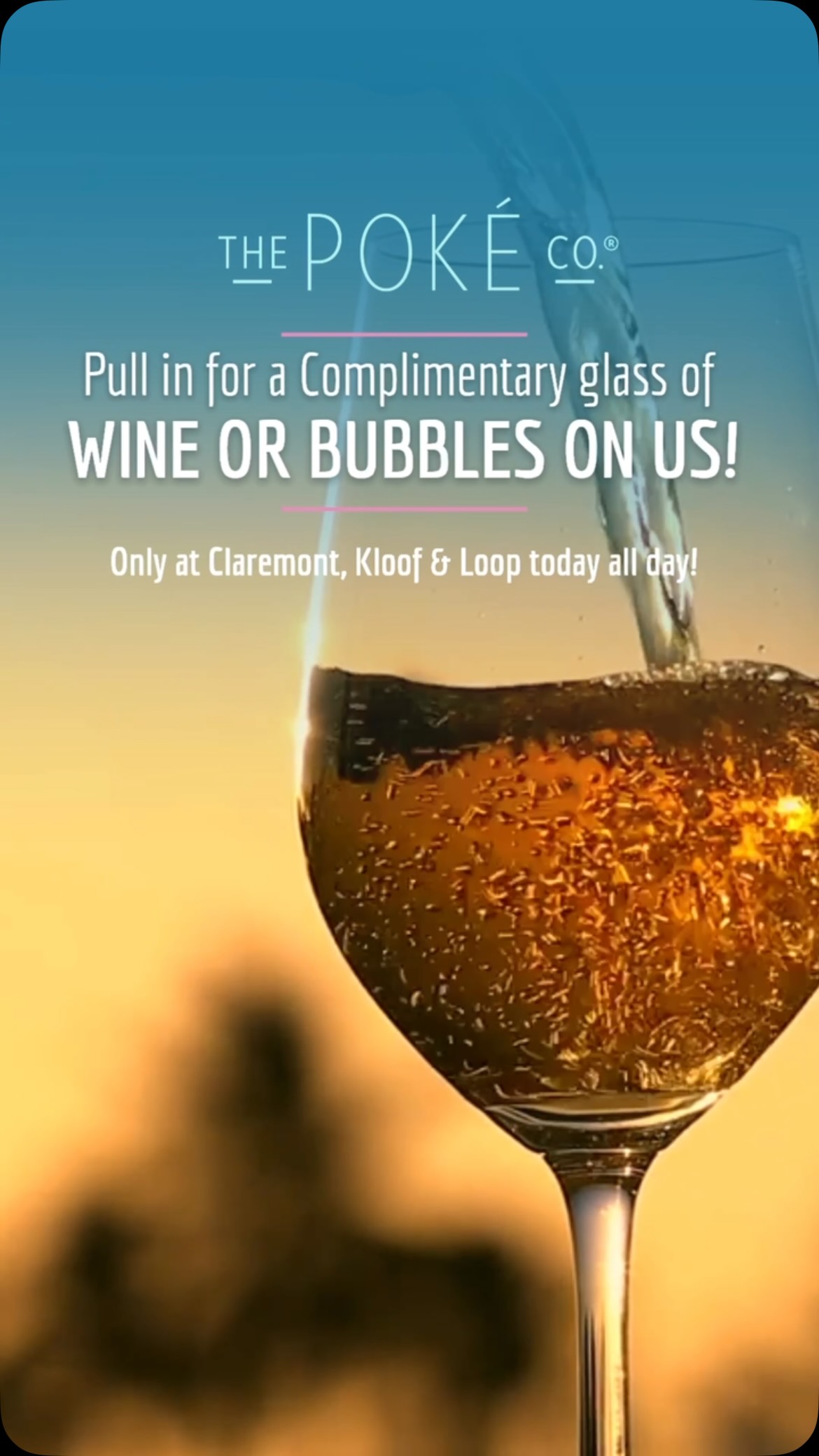 No strings attached. Pop in and enjoy a complimentary glass of wine or bubbles on us. 🥂✨
Even if the weather’s a bit iffy, we Capetonians know how to make the most of it!
Available all day at Claremont, Kloof Street and Loop Street, while stocks last.
Today Only! 2 July 2026.
#firstthursday #thepokeco