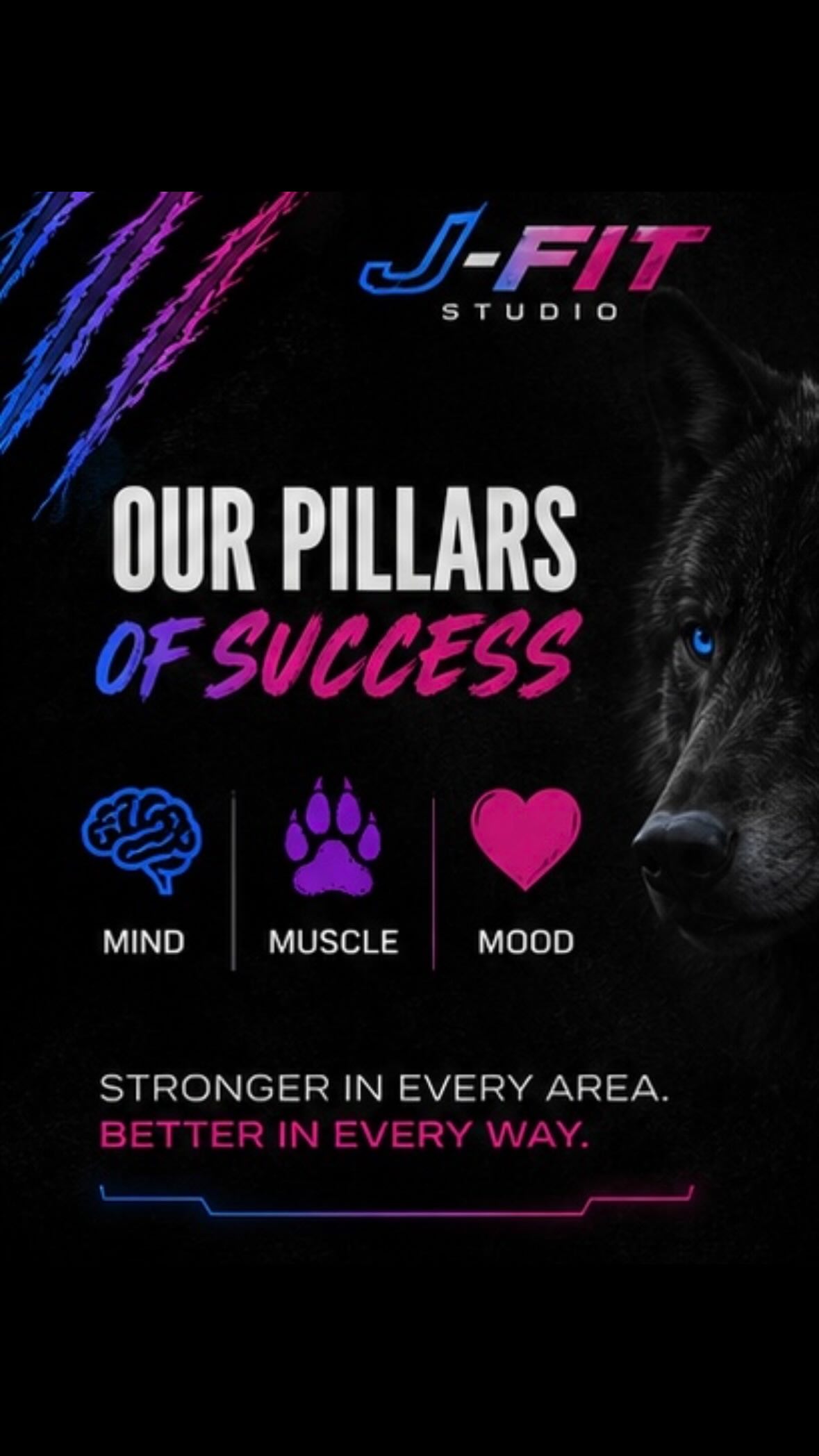 🧠 MIND. 💪 MUSCLE. ❤️ MOOD.
Most people chase results by focusing on just one.
We believe real transformation happens when you train all three.
🧠 A stronger mind gives you the discipline to show up when motivation disappears.
💪 A stronger body gives you the confidence to tackle life’s challenges inside and outside the gym.
❤️ A better mood gives you the energy to enjoy the people, moments, and experiences that matter most.
At J-FIT, we don’t just help you lose weight, build muscle, or get fitter.
We help you become the version of yourself that’s ready for whatever life throws your way.
Because when your Mind + Muscle + Mood work together…
You become unstoppable. 🐺
👇 Which pillar are you focusing on the most right now?
🧠 Mind
💪 Muscle
❤️ Mood
Drop your answer in the comments—we’re curious.
#JFITStudio #JoinThePack #MindMuscleMood #FunctionalFitness #FitnessCommunity LeanderTX CedarParkTX PersonalTraining GroupFitness StrengthTraining MentalStrength HealthyLifestyle TrainWithPurpose Wolfpack FitnessJourney