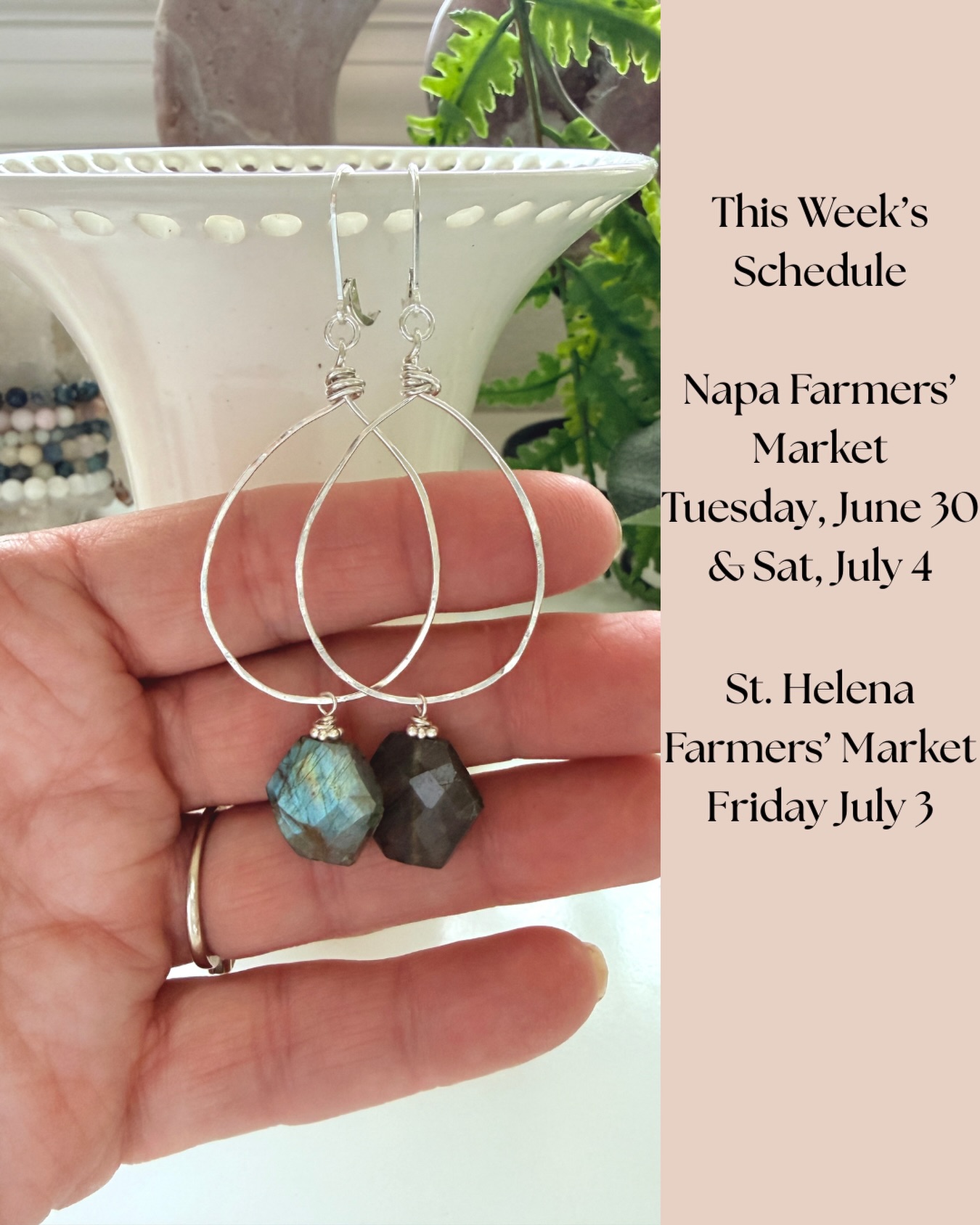 This week is chock full of Fourth of July shenanigans. 🇺🇸
Come by one of our markets and get yourself some 4th food and a special necklace or earrings to wear to your favorite party.
I’ll be wearing my special jewelry at home with @busterthecorgidog . He really hates fireworks. 🧨 (down with loud exploding things!)
Anyway, come say hi!
#handmadejewelry #napavalley #winecountry #celebrate #happy250thbirthdayamerica