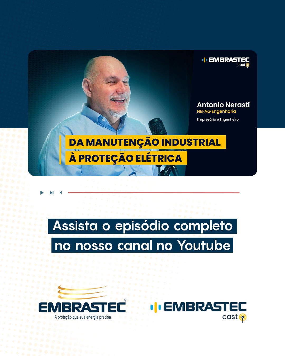 Como alinhar a visão de negócios com a excelência técnica na hora de projetar e proteger instalações críticas?
O Episódio 20 do Embrastec Cast já está no ar! ⚡
Se você quer crescer na profissão, este bate-papo com o Antônio Nerasti da NEFAG Engenharia é obrigatório. Além de compartilhar os segredos de quem superou crises para construir uma empresa de sucesso, ele e o Eng. Sergio desmistificam aquelas letrinhas que ficam na frente do DPS.
👉 Acesse nosso canal, assista agora e leve o seu conhecimento técnico e os seus negócios para o próximo nível.