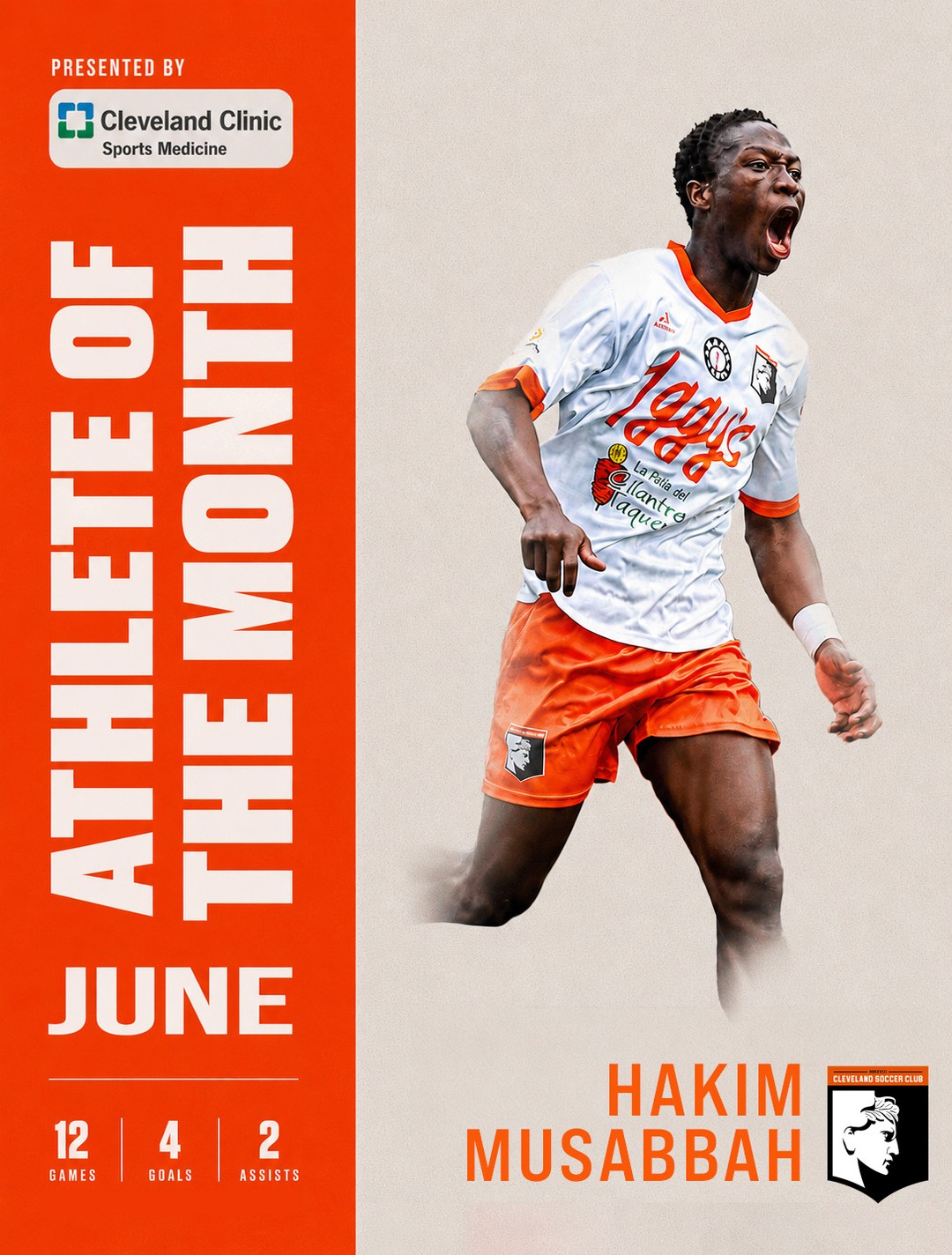 Hakim Musabbah is your @clevelandclinic Athlete of the Month for June.
A constant threat in the attack, Hakim finished the month with 12 games played, 4 goals, and 2 assists.
#WeAreCLE
