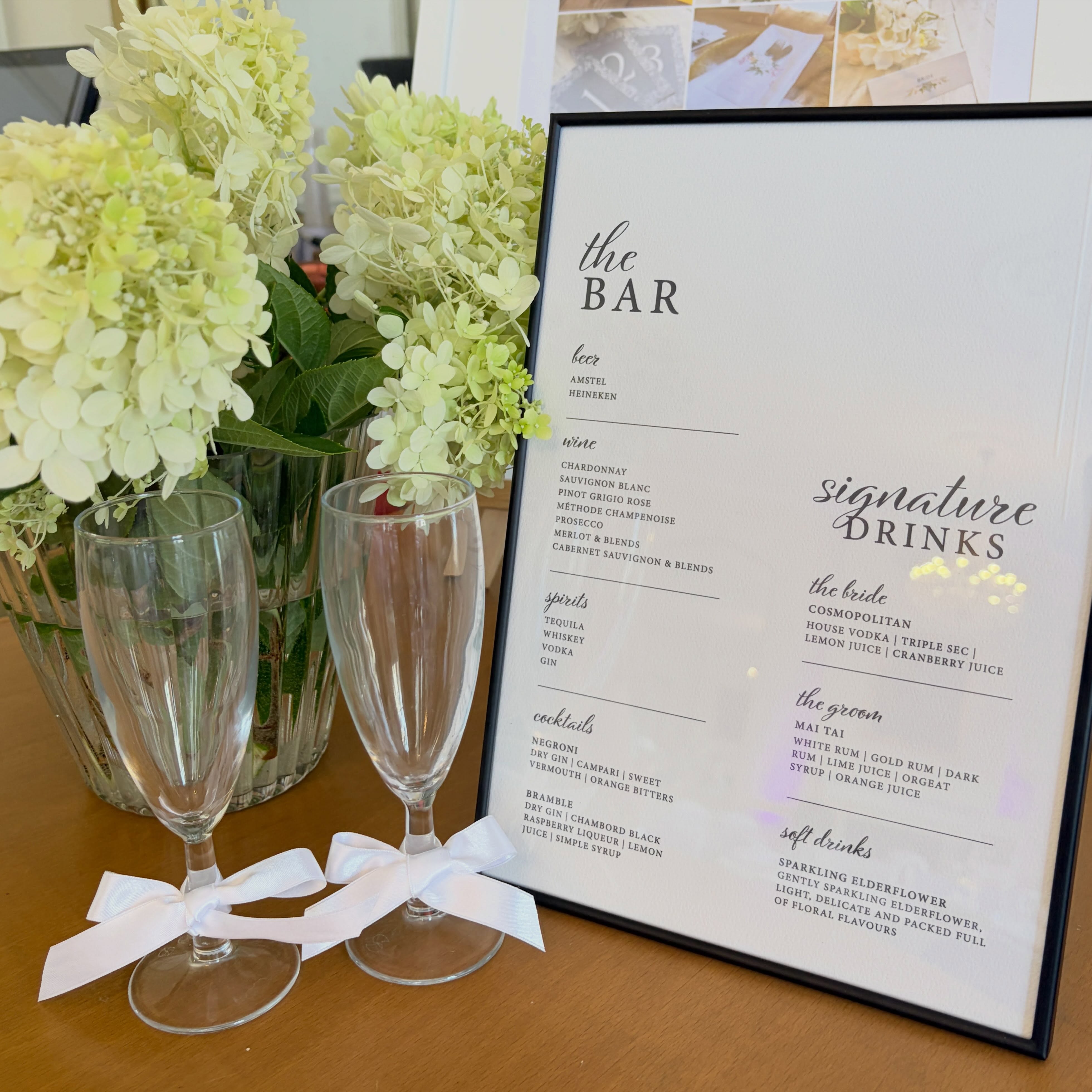 RAISE A GLASS TO YOUR LOVE STORY // Help your guests find the perfect drink with beautifully designed drinks menu signs. Add a personal touch by featuring your favourite signature cocktails, handpicked by the happy couple. It’s a stylish way to share your tastes, spark conversation, and make your celebration even more memorable—one sip at a time.
Contact us today and start your stationery journey 💌.
#weddingsigns #weddingstationery #weddinginspo #weddingstationer