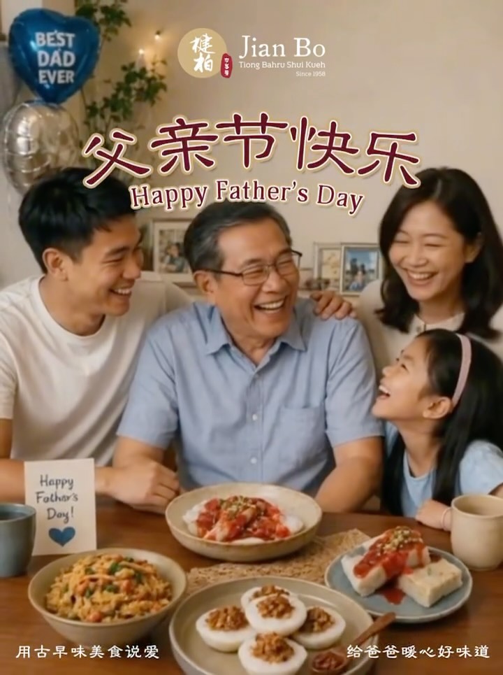 To the dads who always make time for family, share the best bites, and quietly show their love in countless little ways! Today is for you 💚
Whether it’s breakfast together, a weekend treat, or a simple meal shared around the table, these are the moments that matter most.
This Father’s Day, gather your loved ones and celebrate the man who’s always been there with comforting flavours everyone enjoys.
Happy Father’s Day from Jian Bo Shui Kueh! 🫶🏻
#JianBoShuiKueh #FathersDay #HappyFathersDay #FamilyMoments #SingaporeFood
