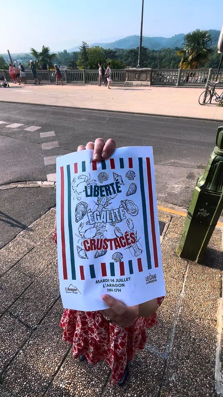 🇫🇷 LIBERTÉ ÉGALITÉ CRUSTACÉS J-5 🇫🇷
30€ CRUSTACÉS À VOLONTÉ (hors boisson)
🍷 Sélection des vins par @lechai.fr :
Clos de la Vierge, Jurançon
Aix Rosé
Drappier Brut Nature
et bien d’autres...
Ça se passe mardi 14 juillet à L’Aragon, de 11h à 17h !
@aragon_brasserie_pau