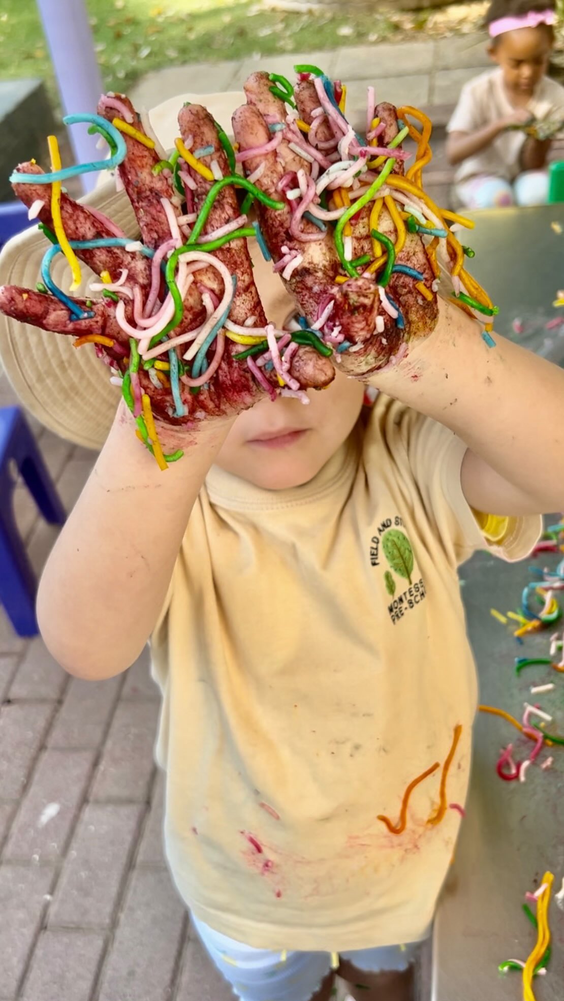 One of our favourite sensory activities is exploring brightly coloured spaghetti