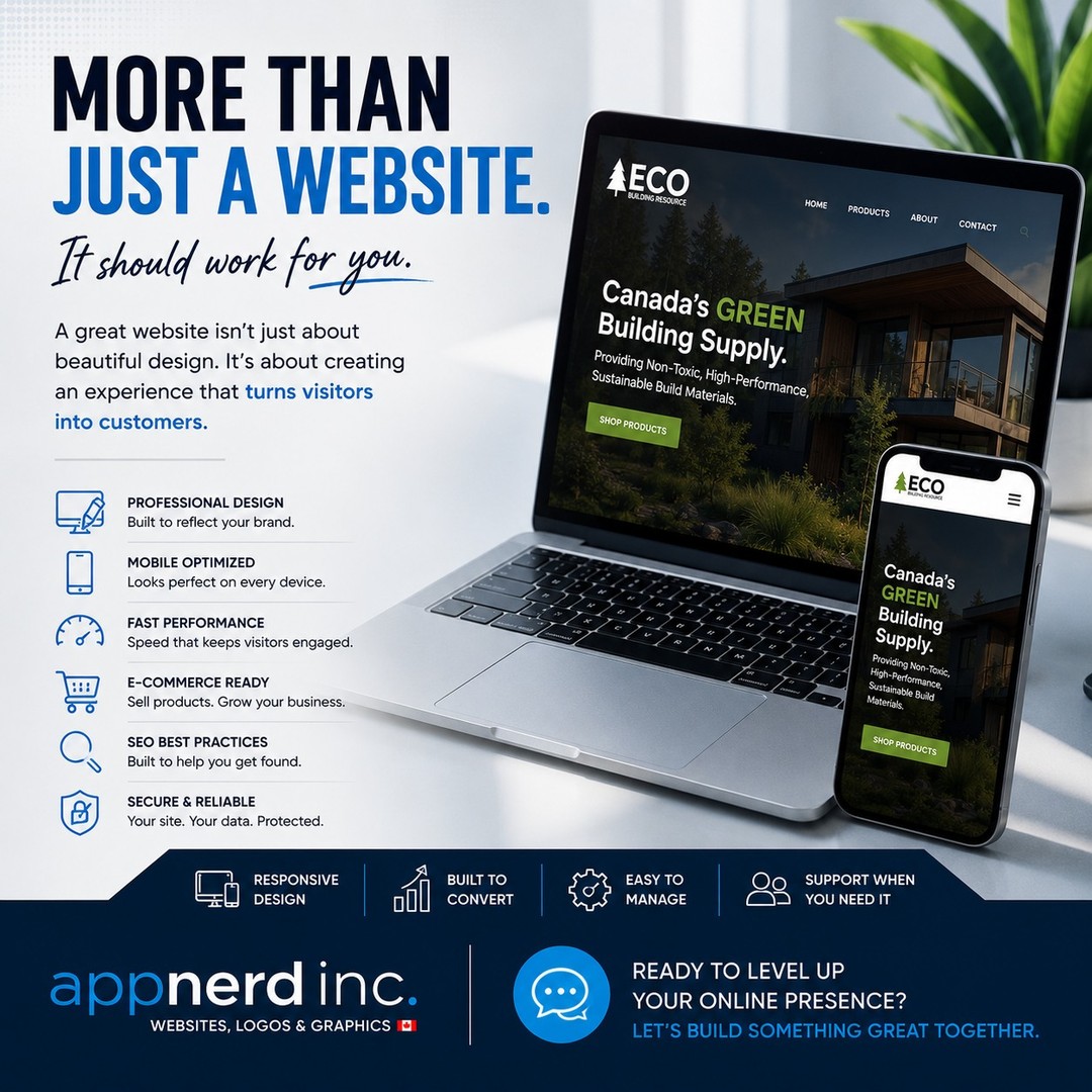 🚀 Your website should do more than exist... it should work for you.
A great website isn't just about beautiful design.
It's about creating an experience that turns visitors into customers.
At AppNerd Inc., every project is built with strategy in mind.
💻 Professional Design
📱 Mobile Optimized
⚡ Fast Performance
🛒 E-Commerce Ready
📈 SEO Best Practices
🔒 Secure & Reliable
From local businesses to growing brands, we build websites that are designed to perform.
Ready to level up your online presence?
📩 Send us a message and let's talk about your next project.
#WebsiteDesign #BusinessWebsite #DigitalAgency #EntrepreneurLife #SmallBusinessSupport #ResponsiveWebsite #OnlineBusiness #BrandIdentity #CanadianBusiness #AppNerdInc #Marketing #WebDevelopment #WebDesigner #ProfessionalServices