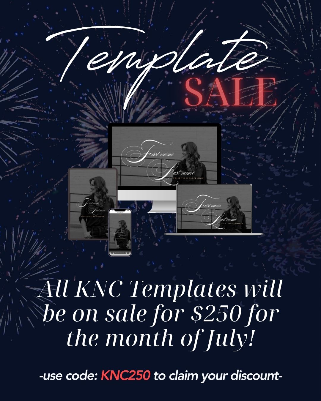 🇺🇸Happy 4th of July from KNC.
Our country needs artists more than ever. To celebrate our 250th anniversary, all KNC Templates will be $250 for the ENTIRE MONTH OF JULY. I've never run a sale this good, so claim those templates while you can!
🎆 Use code: KNC250 to claim your discount!
Link in bio 😘
#wixtemplates #knctemplateshop #websitesforoperasingers #artistwebsites