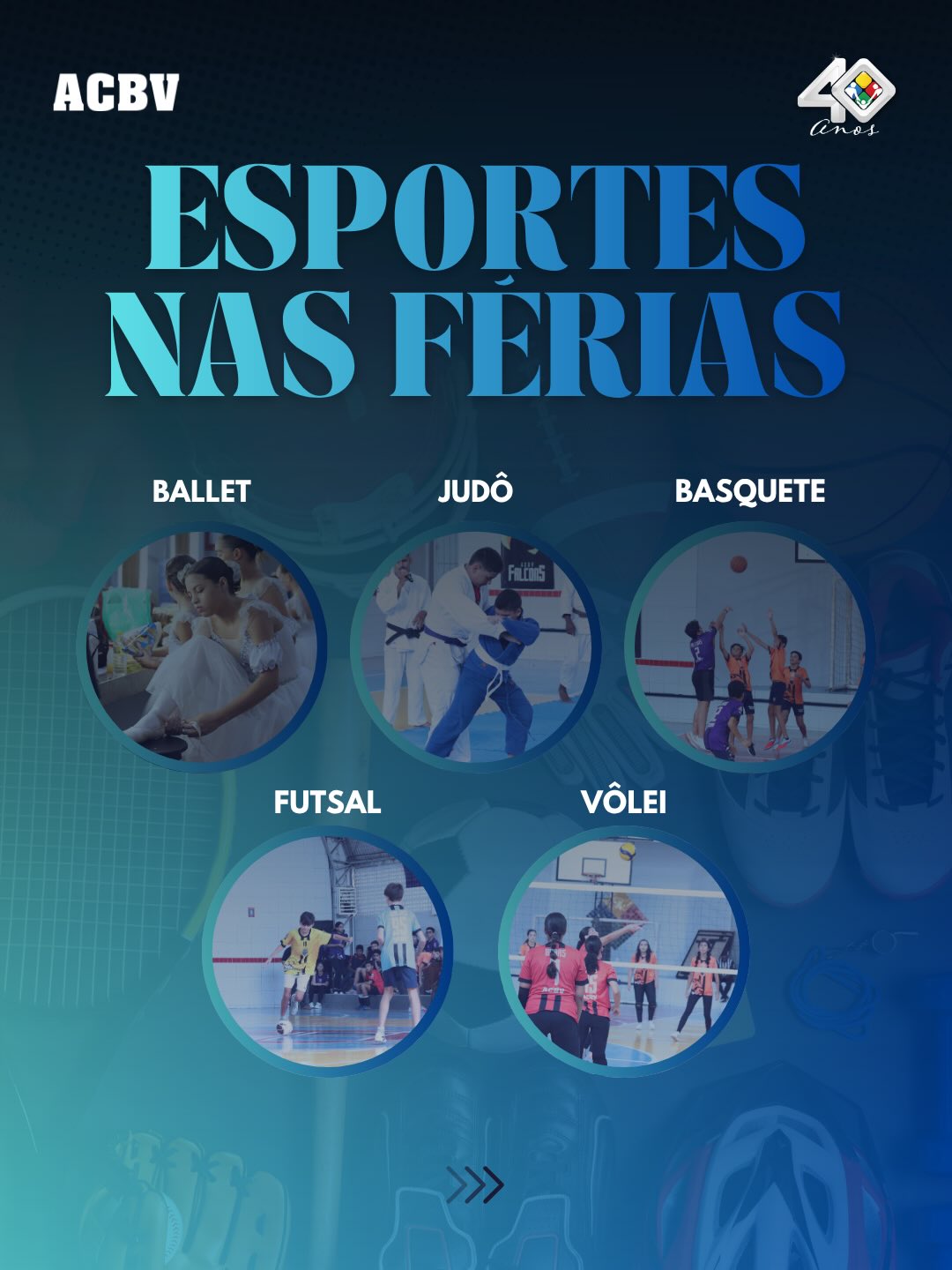 As férias chegaram e a energia está a mil por aqui! ⚽🏀🏃♂️
O recesso escolar é o momento perfeito para descansar a mente, mas também para fortalecer laços, aprender coisas novas e se divertir muito. Pensando nisso, a Academia Cristã de Boa Viagem preparou uma programação imperdível de Esportes nas Férias!
Queremos proporcionar aos nossos alunos dias cheios de alegria, trabalho em equipe e momentos inesquecíveis de comunhão. Afinal, caminhar juntos em um ambiente seguro e acolhedor torna qualquer atividade ainda melhor, como nos ensina a Palavra:
📌 Para informações e inscrições, entre em contato com os nossos professores!
#esportesACBV #40anosACBV #academiacrista