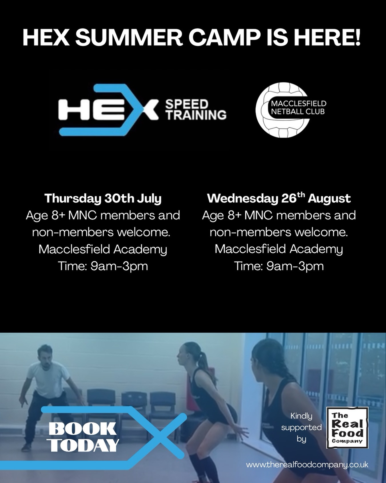 ๐ฅ NEW HEX Summer Camps! Spaces still available!
Coach Dan, with Yaz and Bella (MNC players) is back with two actionโpacked days of speed, agility, movement skills, games and mini netball games.
Ages 8+ | MNC members and non-members welcome | ยฃ45
See poster for info.
To join or register your interest, please fill out our contact form via our website
@hexspeed1