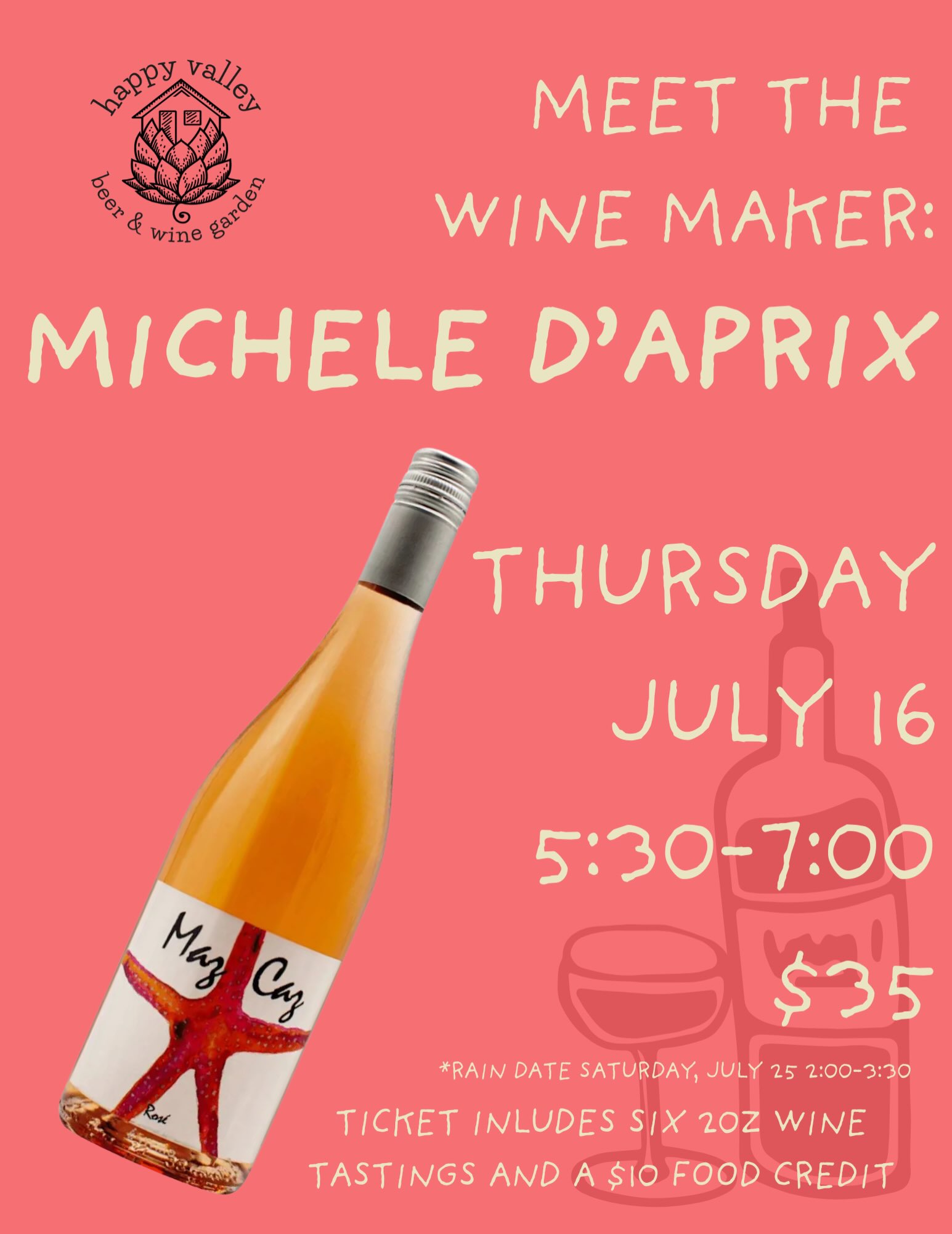 🍷✨ Come spend a Thursday evening with Maine’s own Michele D’Aprix. Taste six of her wines, ask questions, and listen to her stories that brought them to your glass.
Get your tickets in advance at the link in our bio.
Includes a $10 food credit for use during the event.