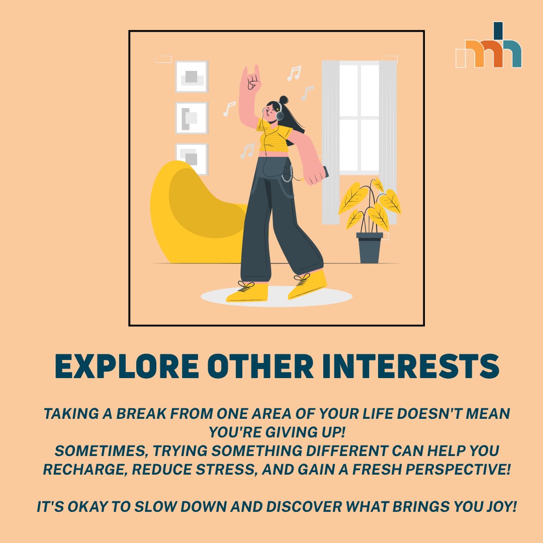 When life feels busy or overwhelming, taking a step back can create space to reconnect with yourself. One simple way to do this is by exploring interests outside of your usual routine.
Whether it's trying a new hobby, getting creative, spending time in nature, or learning something new, these moments can help reduce stress, build confidence, and bring a renewed sense of purpose.
#MindHealth #TakingAStepBack #MentalHealthMatters #Wellbeing #SelfCare #Mindfulness #HealthyMind #MentalWellbeing #ExploreNewInterests #PersonalGrowth #LifeBalance #StressRelief #PositiveHabits #CommunityWellbeing #YouMatter
