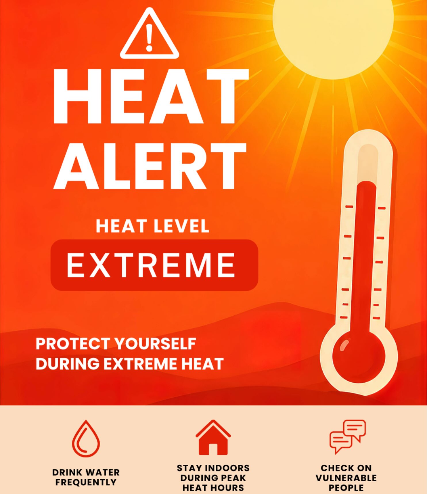 As temperatures rise, let us remember that caring for our neighbors is one of the simplest ways we can live out our faith.
Extreme heat can be dangerous, especially for older adults, young children, people experiencing homelessness, and those without access to air conditioning.
Here are a few ways you can help:
Stay hydrated and avoid prolonged time outdoors during the hottest part of the day.
Check in on a neighbor, friend, or loved one who may be more vulnerable to the heat.• Offer a bottle of water, a cool place to rest, or help someone get to a cooling center if they need it.
Never leave children or pets in a parked car.
Our faith teaches us to love our neighbors. Not only in word, but in action. During this heat wave, we must extend compassion, care, and hospitality to all.
Stay safe, stay cool, and take care of one another.
#LoveYourNeighbor #FUMCOG #Germantown #CommunityCare FaithInAction