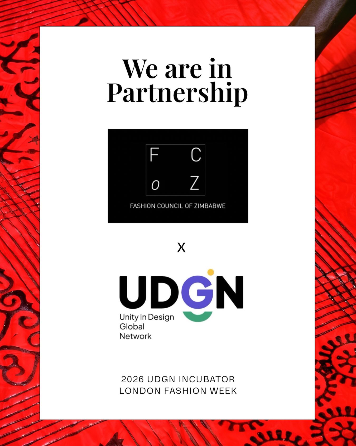 A partnership built to create global opportunities for emerging fashion talent.
We are proud to announce our partnership with the Fashion Council of Zimbabwe for the UDGN Incubator 2026.
Together, we are supporting a cohort of Zimbabwean fashion designers through a four-month international incubator programme, providing mentorship, business development, industry access and the opportunity to showcase their work during London Fashion Week.
This partnership represents a shared commitment to nurturing creative excellence, strengthening connections between African fashion ecosystems and creating meaningful pathways for designers to grow internationally.
Over the coming days, we’ll be introducing each designer joining this year’s cohort.
Welcome to the beginning of an exciting journey.
#UDGN #FashionCouncilOfZimbabwe #ZimbabweFashion #LondonFashionWeek #FashionIncubator EmergingDesigners AfricanFashion GlobalFashion