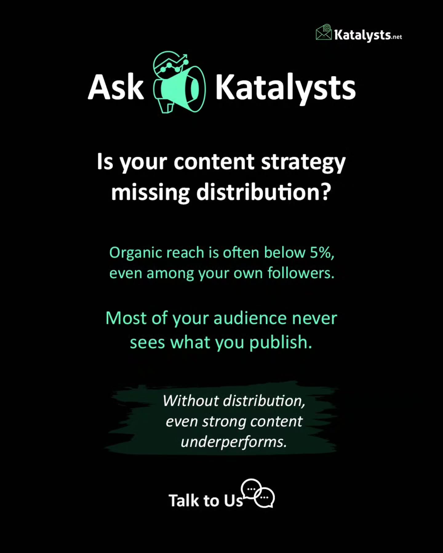 Creating great content is only half the game.
If your audience isn’t seeing it, it’s not working hard enough. Distribution is what turns content into visibility, trust and growth.
At Katalysts, we make sure your content reaches where it matters.
#contentcreation #branding #b2bmarketing #marketingstrategy #katalystsdigital