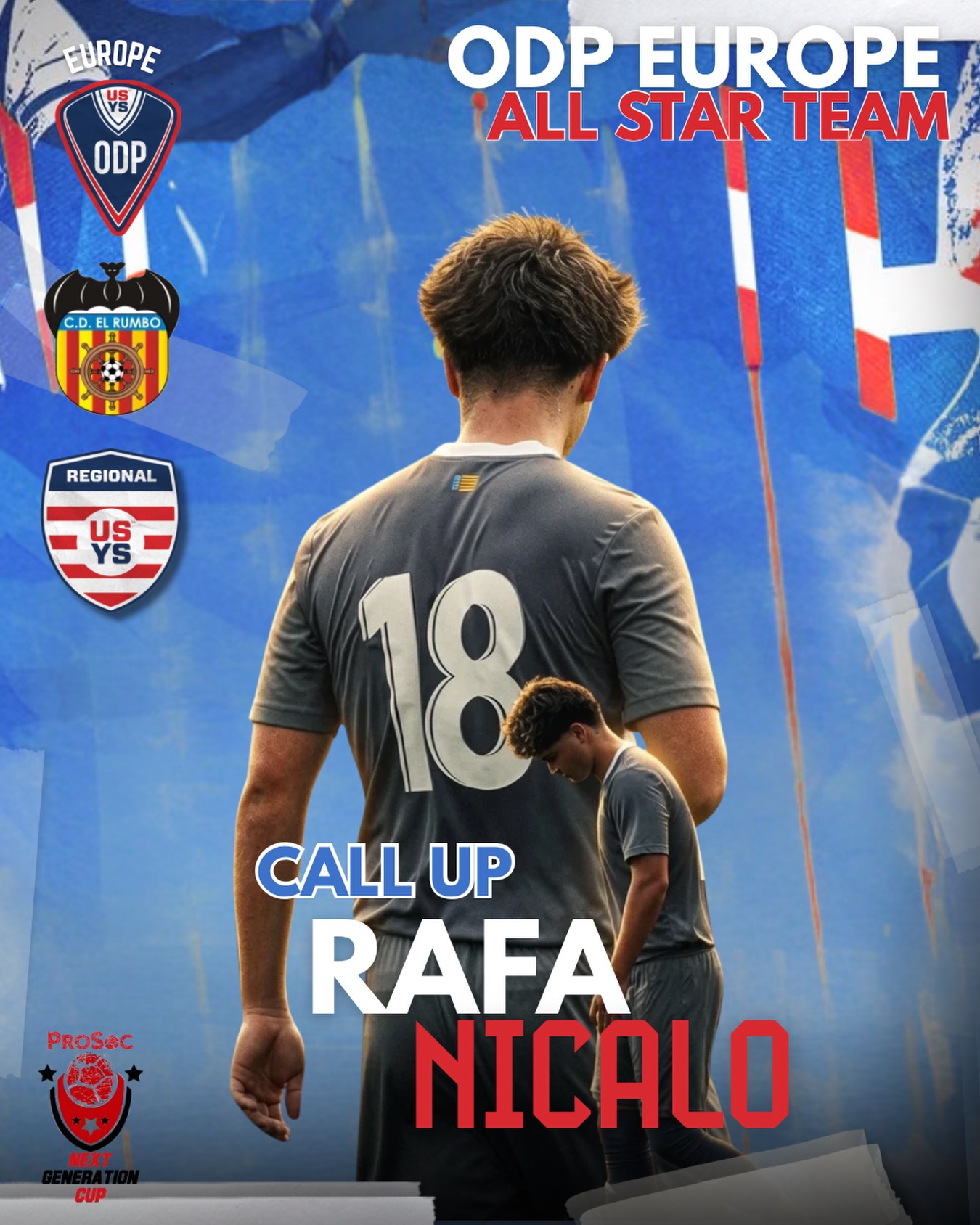 Welcome Rafa to the ODP All-Star Team. The midfielder is ready to control the game and bring his energy and creativity to the squad at the Next Generation Cup
