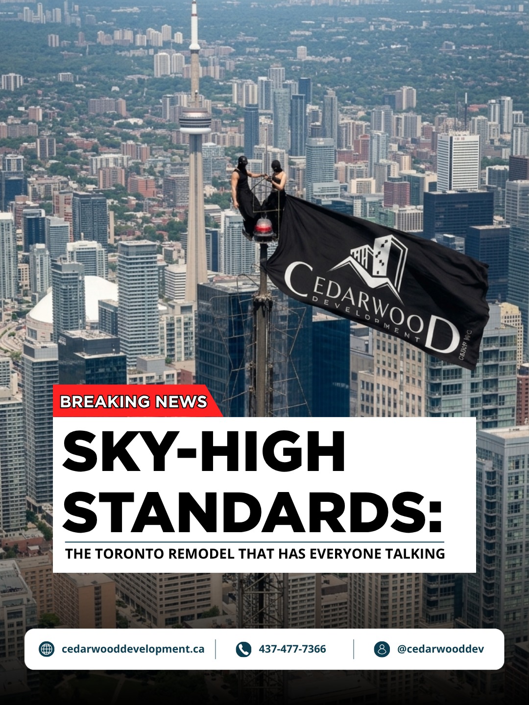 🚨 BREAKING NEWS ACROSS THE GTA: The Toronto skyline had everyone talking today, but real "Sky-High Standards" start right at ground level. 🏙️✨
At Cedarwood Development Group Inc., we aren’t pulling stunts on top of the CN Tower—but we are completely elevating expectations for premium home transformations down here across Toronto, Mississauga, Milton, Markham, and the surrounding regions.
Whether you're looking to transform your property with flawless driveway interlocking, clean up your space with premium industrial-grade epoxy flooring, or execute a complete top-to-bottom residential remodel, our expert crew brings elite craftsmanship straight to your front door. No dangerous heights required. 🔨🏡
Why settle for standard when you can experience next-level construction quality?
📲 Get Your Premium Quotation Today:
🌐 Website: www.cedarwooddevelopment.ca
📞 Direct Line: 437-477-7366
📸 Follow Our Builds: @CedarwoodDEV (Instagram & TikTok)
📍 Service Areas: Toronto, Markham, Mississauga, Milton, Richmond Hill, Vaughan, Oakville, Brampton, and the Greater Toronto Area (GTA).
#TorontoHomeRenovations #GTALandscaping #InterlockDrivewayToronto #EpoxyFlooringGTA #CedarwoodDevelopment #MarkhamContractors #MiltonHomeRemodeling #MississaugaConstruction #GTAInterlocking #PremiumEpoxy #HomeUpgradesToronto #RenovationRevolution2026