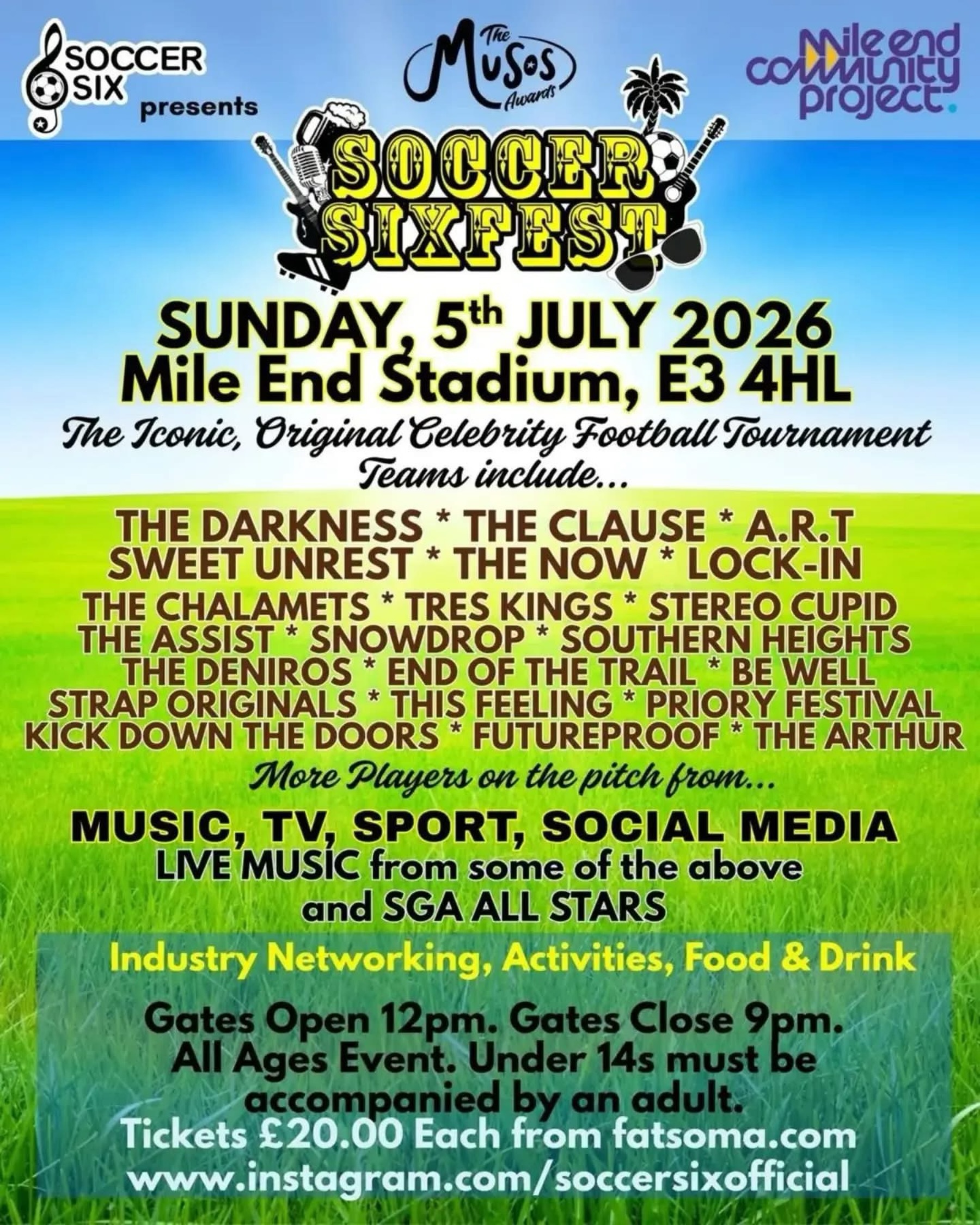 So Tony is playing football this weekend for @endofthetrailcreative for this years SOCCER SIX ⚽️
There will be live music too, get your tickets now and watch the magic happen ha
#football #soccer #music