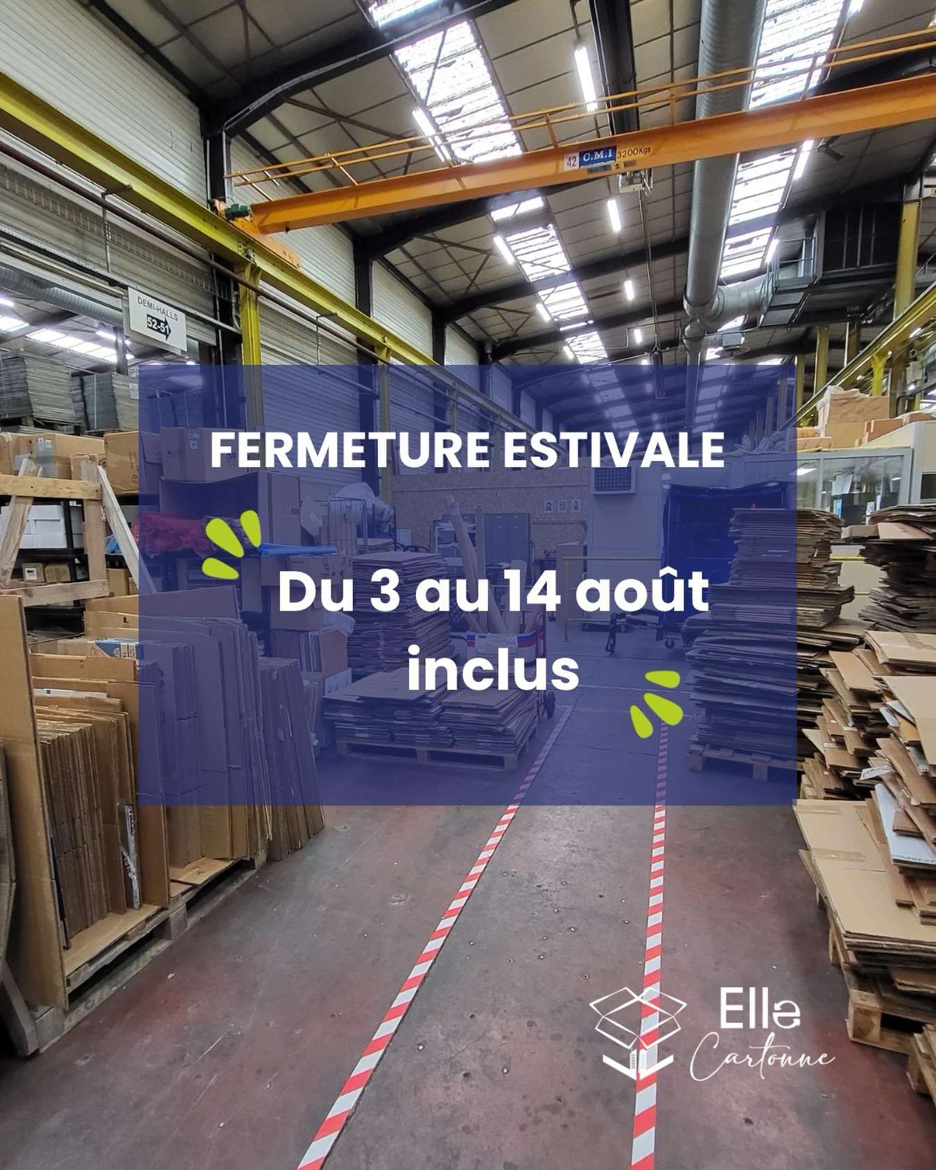 📅 À noter dans vos agendas : fermeture estivale
Elle Cartonne fermera ses portes du 3 au 14 août pour la pause estivale de l’équipe. ☀️
Nous serons ravis de vous retrouver à partir du 17 août, en pleine forme pour répondre à vos besoins !
En attendant, pensez à anticiper vos commandes afin d’éviter toute rupture ou retard pendant notre période de fermeture.
Merci pour votre compréhension et nous vous souhaitons un très bel été ! 🌿📦
👉 Pour découvrir nos cartons de réemploi : https://lnkd.in/ecMzrMhx
